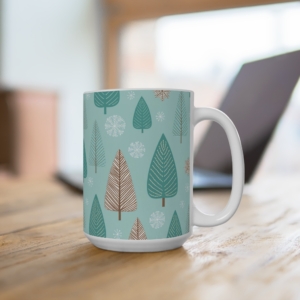 Winter Forest Ceramic Mug - 15oz Large Coffee Mug with Snowflake and Tree Design - Perfect Holiday Gift for Coffee and Tea Lovers - Image 4