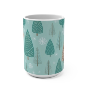 Winter Forest Ceramic Mug - 15oz Large Coffee Mug with Snowflake and Tree Design - Perfect Holiday Gift for Coffee and Tea Lovers - Image 2