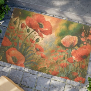 Red Poppy Coir Doormat - 24x16 Inch Durable Coconut Floral Welcome Mat - Outdoor Decor for Flower Lovers and Gardeners - Image 3