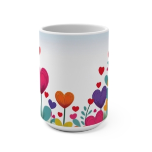 15oz Heart Garden Ceramic Mug - Vibrant Floral and Heart Design Coffee Mug - Unique Gift for Coffee and Tea Lovers - Image 2