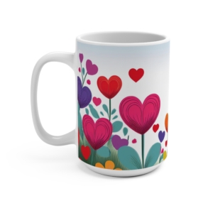 15oz Heart Garden Ceramic Mug - Vibrant Floral and Heart Design Coffee Mug - Unique Gift for Coffee and Tea Lovers - Image 3