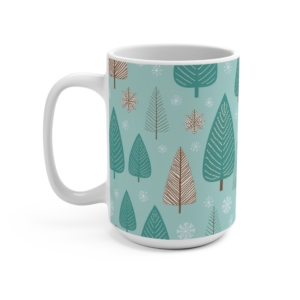 Winter Forest Ceramic Mug - 15oz Large Coffee Mug with Snowflake and Tree Design - Perfect Holiday Gift for Coffee and Tea Lovers - Image 3