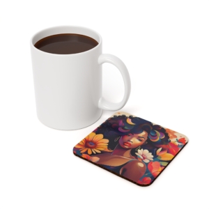 Bold Afrocentric Art Coaster - 3.75" Square Cork Bottom Drinkware - Image 3