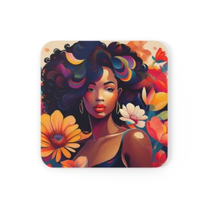 Bold Afrocentric Art Coaster - 3.75" Square Cork Bottom Drinkware