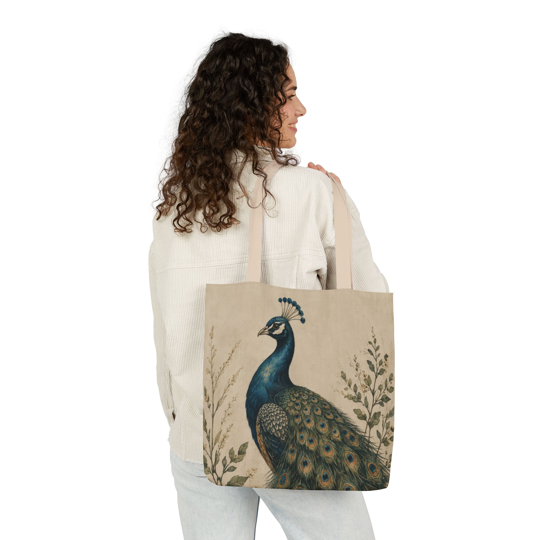 Peacock Canvas Tote Bag — Elegant Bird Art Tote - Image 10