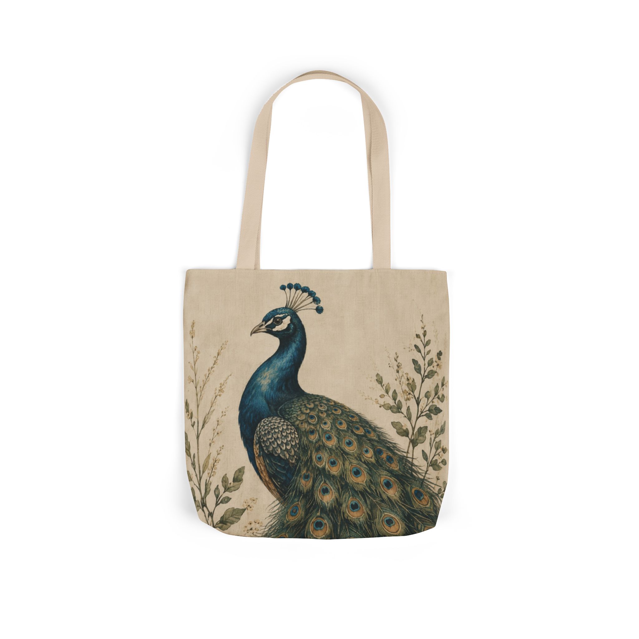 Peacock Canvas Tote Bag — Elegant Bird Art Tote - Image 4