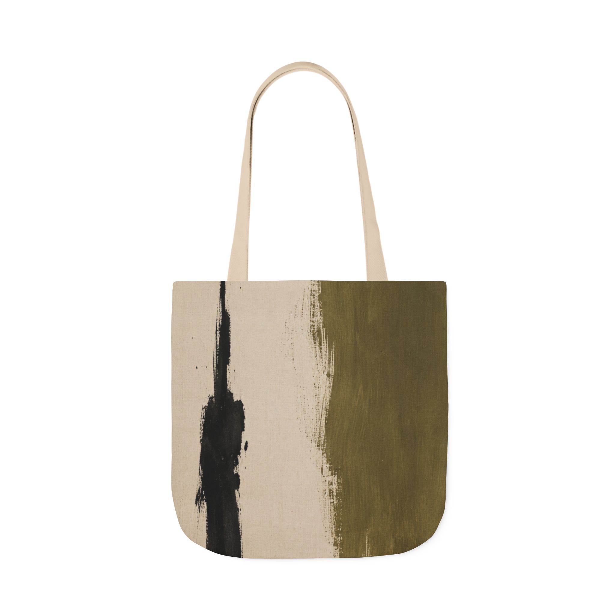 Abstract Brushstroke Canvas Tote Bag — Olive Wash Art Print - Image 6