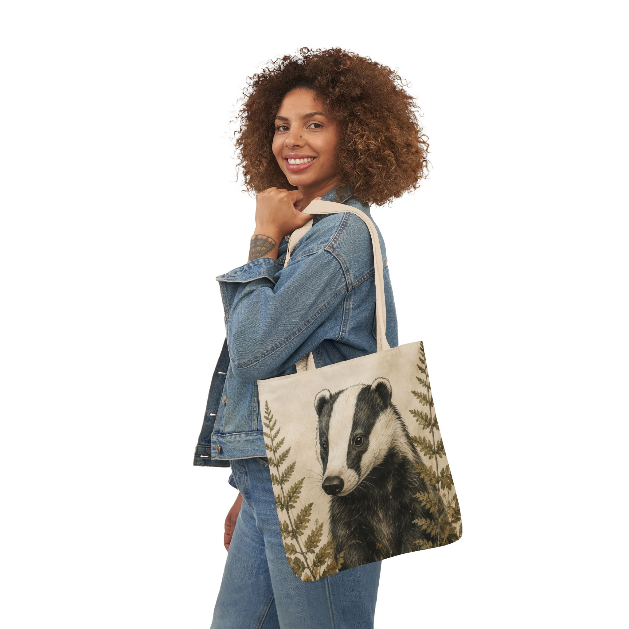 Badger Canvas Tote Bag - Woodland Wildlife Art Tote - Image 5