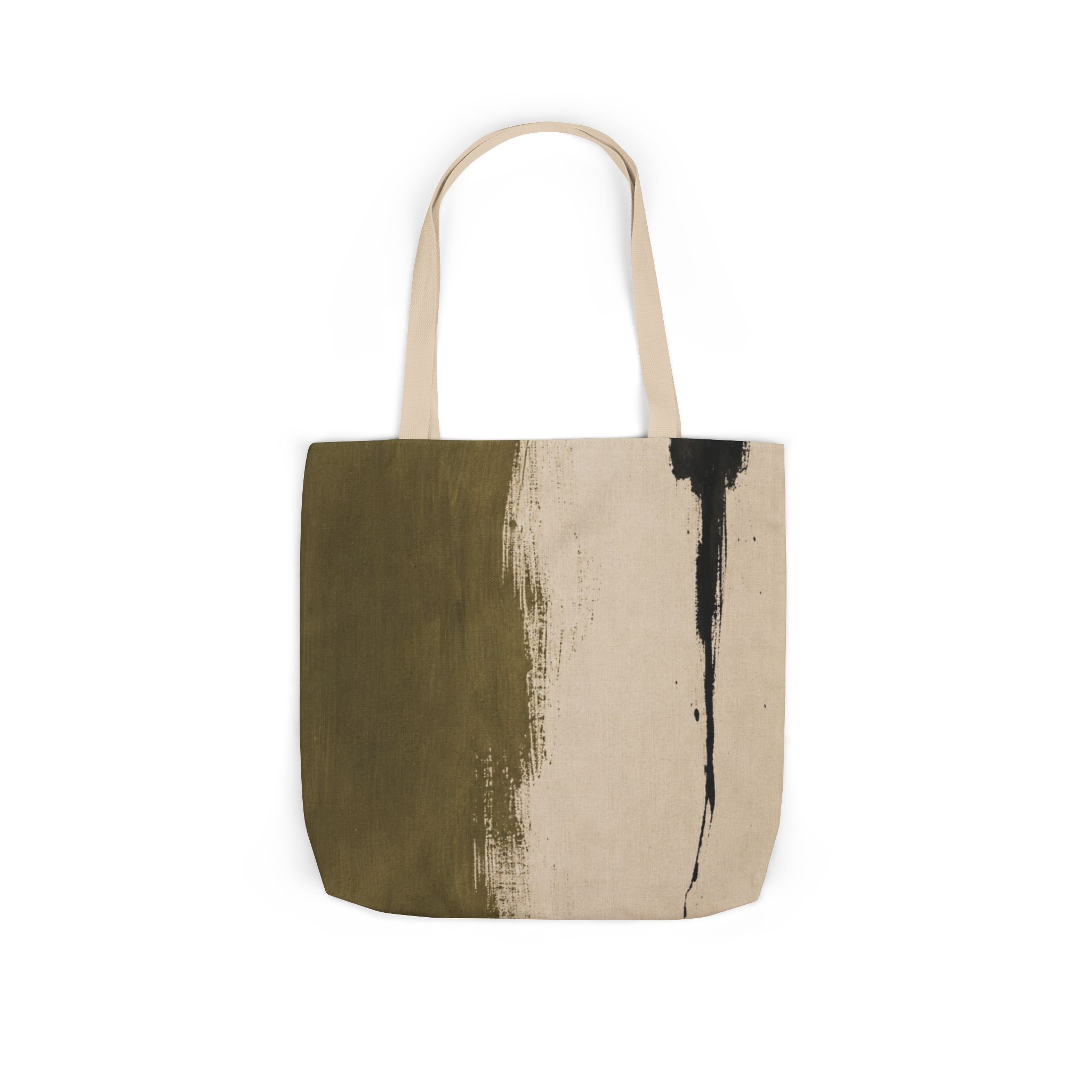 Abstract Brushstroke Canvas Tote Bag — Olive Wash Art Print - Image 9