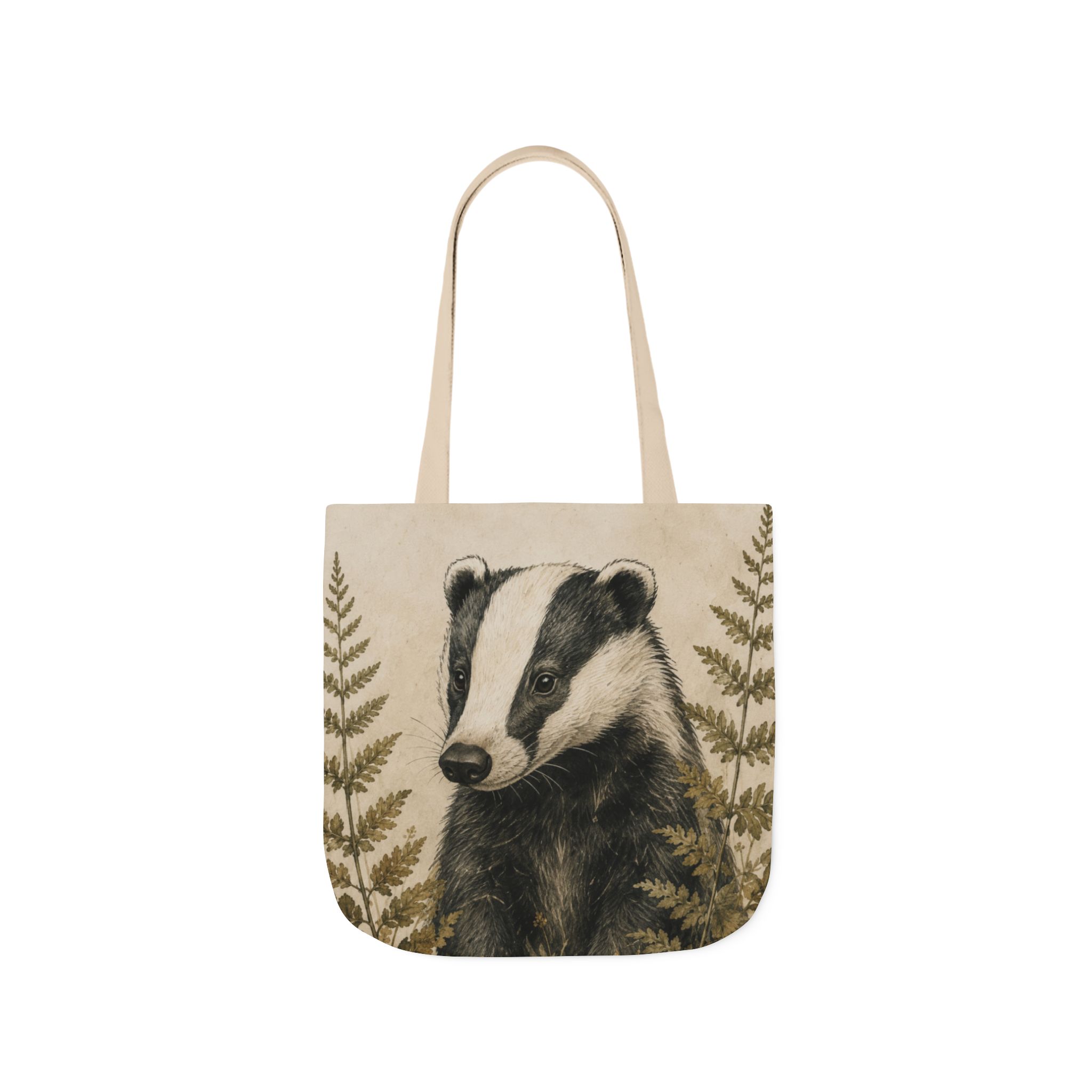 Badger Canvas Tote Bag - Woodland Wildlife Art Tote