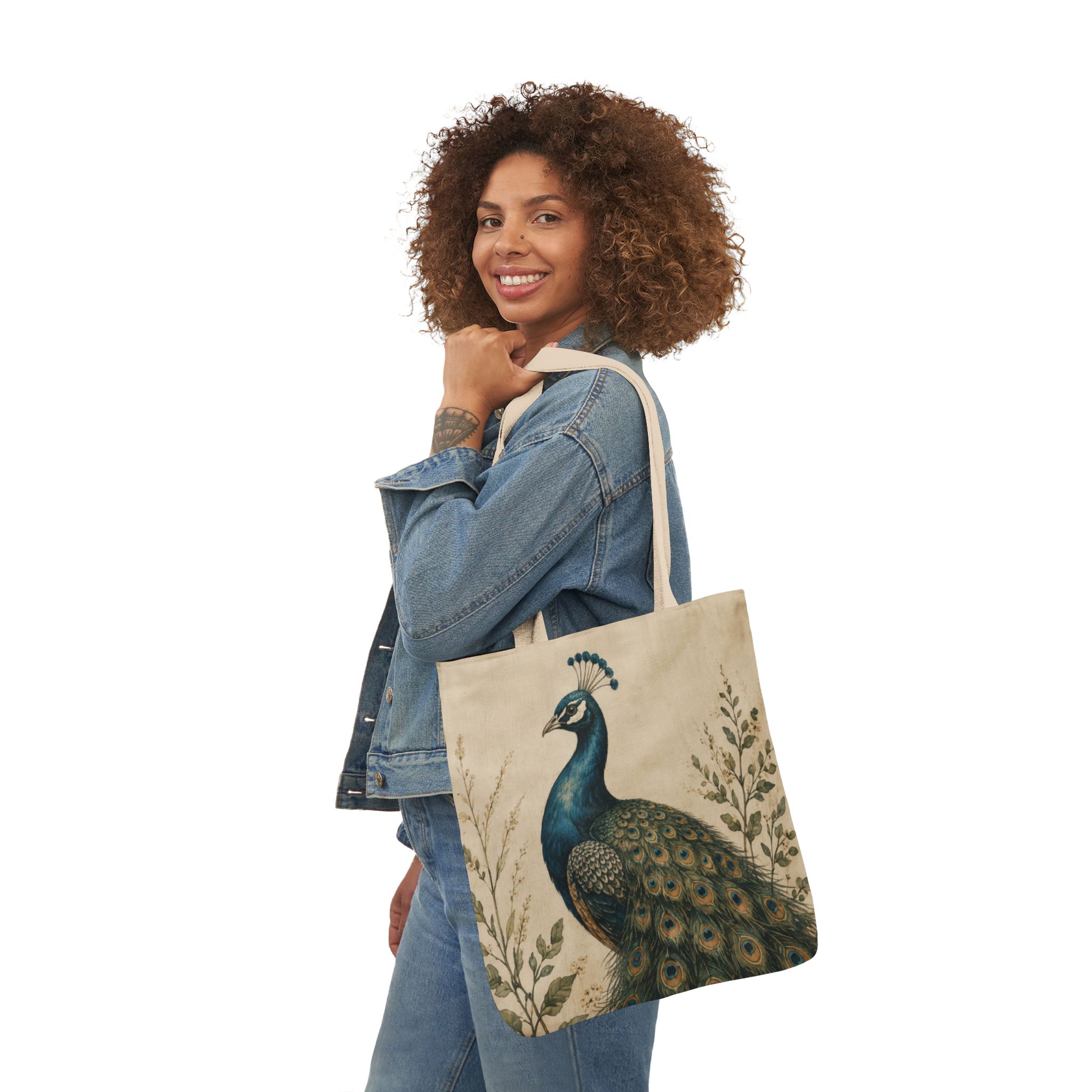 Peacock Canvas Tote Bag — Elegant Bird Art Tote - Image 11