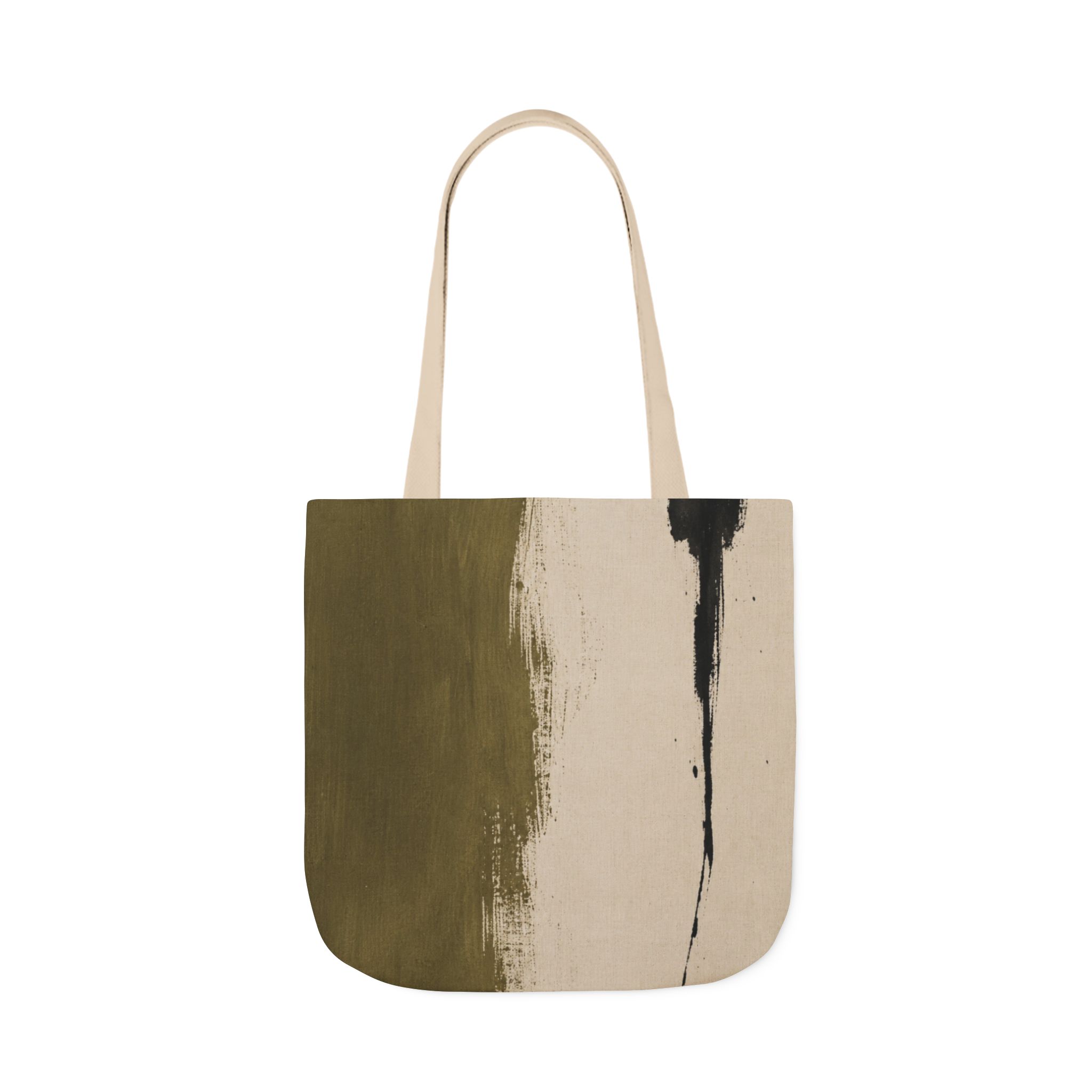 Abstract Brushstroke Canvas Tote Bag — Olive Wash Art Print - Image 8