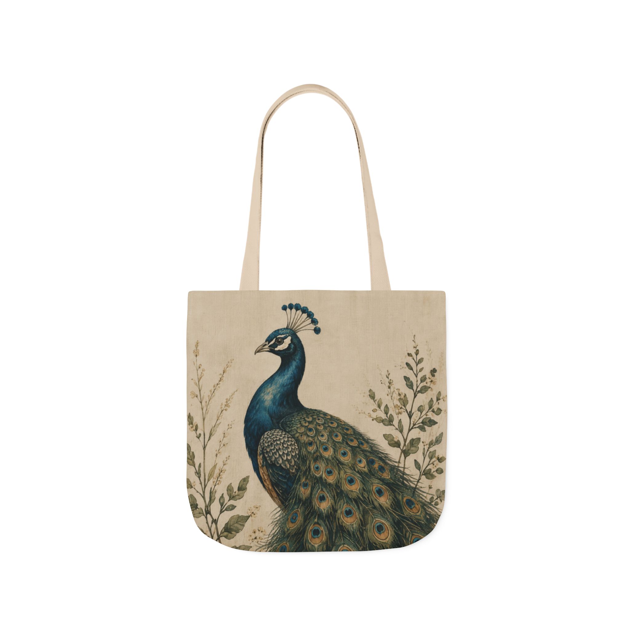 Peacock Canvas Tote Bag — Elegant Bird Art Tote - Image 3