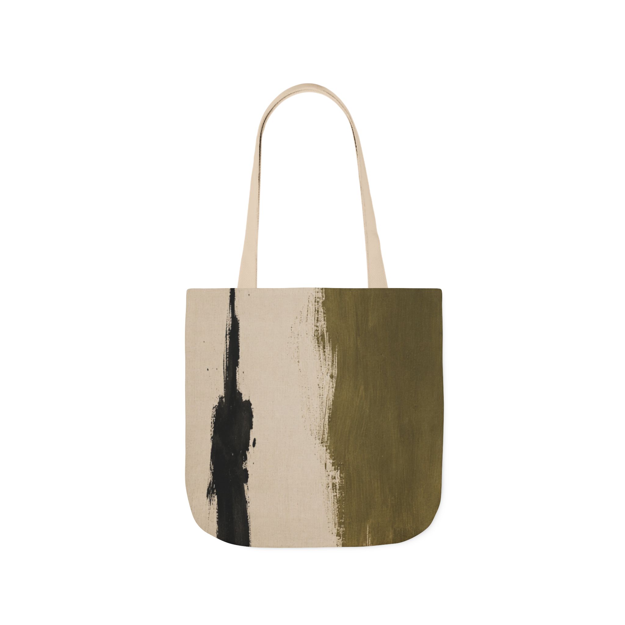 Abstract Brushstroke Canvas Tote Bag — Olive Wash Art Print