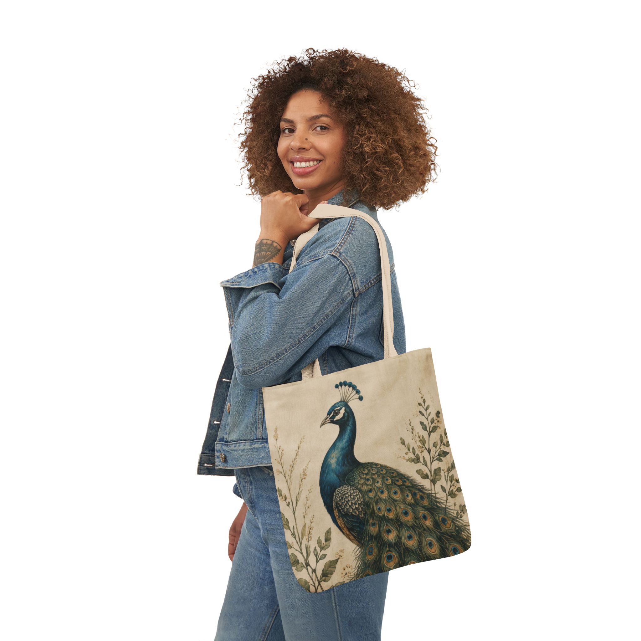 Peacock Canvas Tote Bag — Elegant Bird Art Tote - Image 5