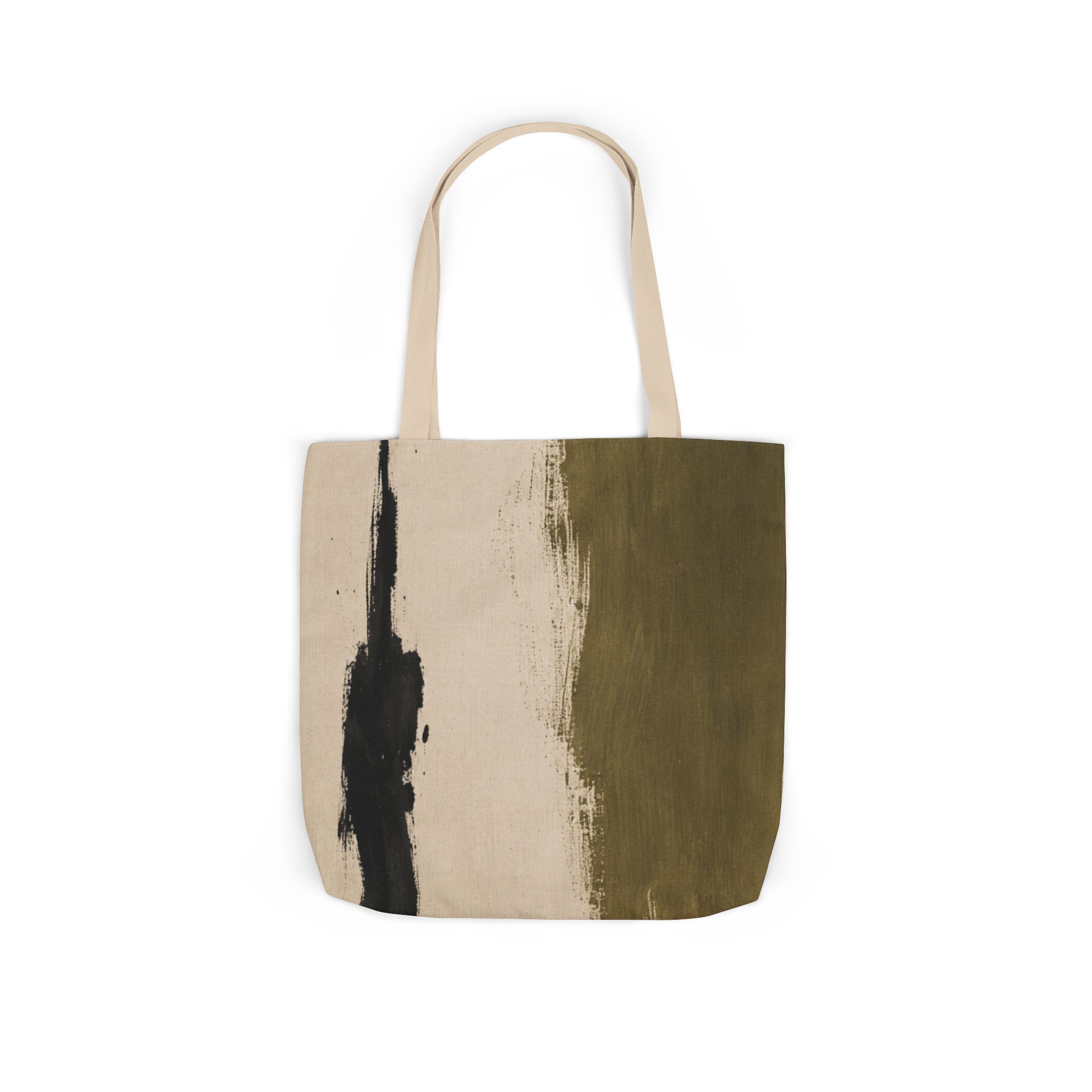 Abstract Brushstroke Canvas Tote Bag — Olive Wash Art Print - Image 7