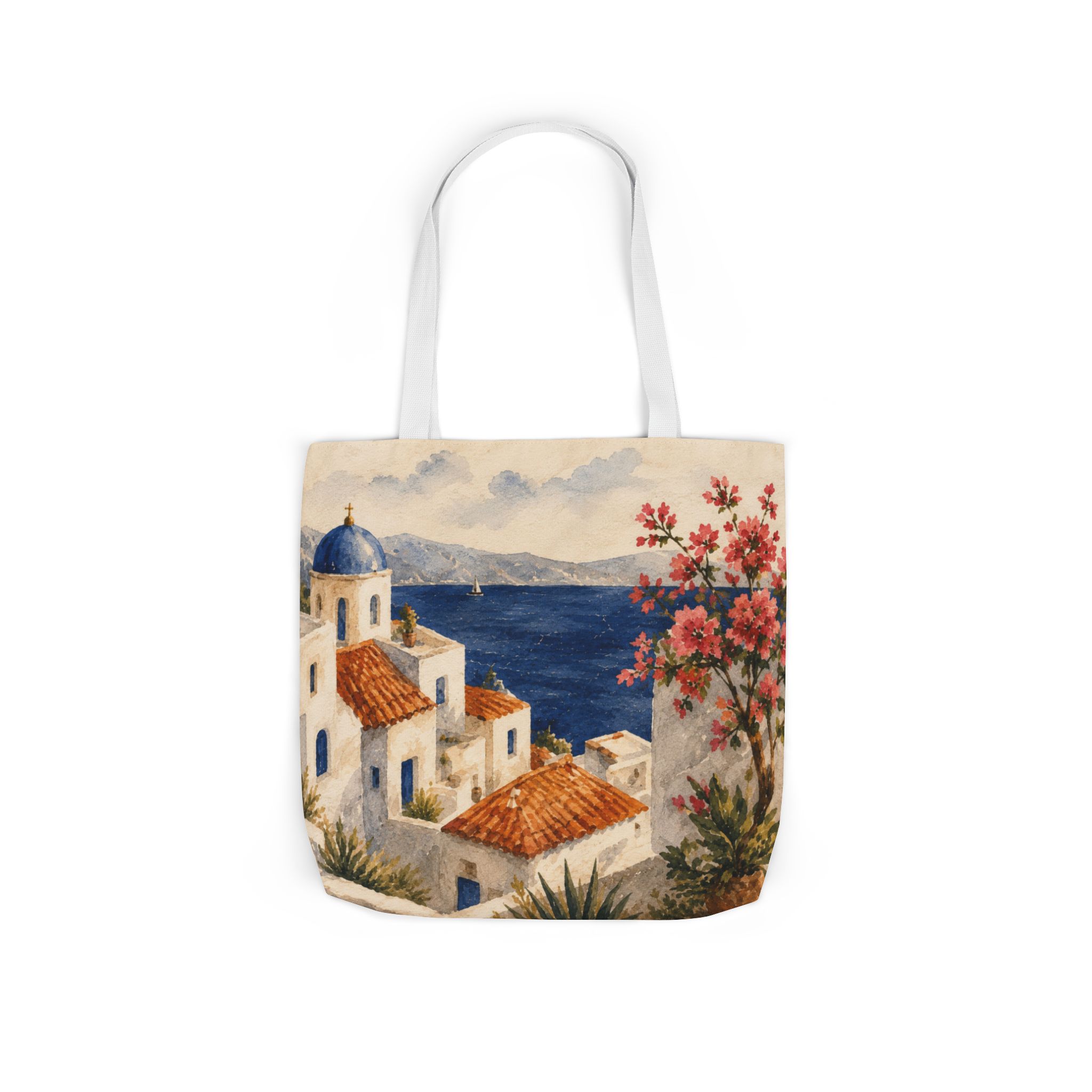Santorini Coastal Village Canvas Tote Bag – Greek Island Beach Tote - Image 27