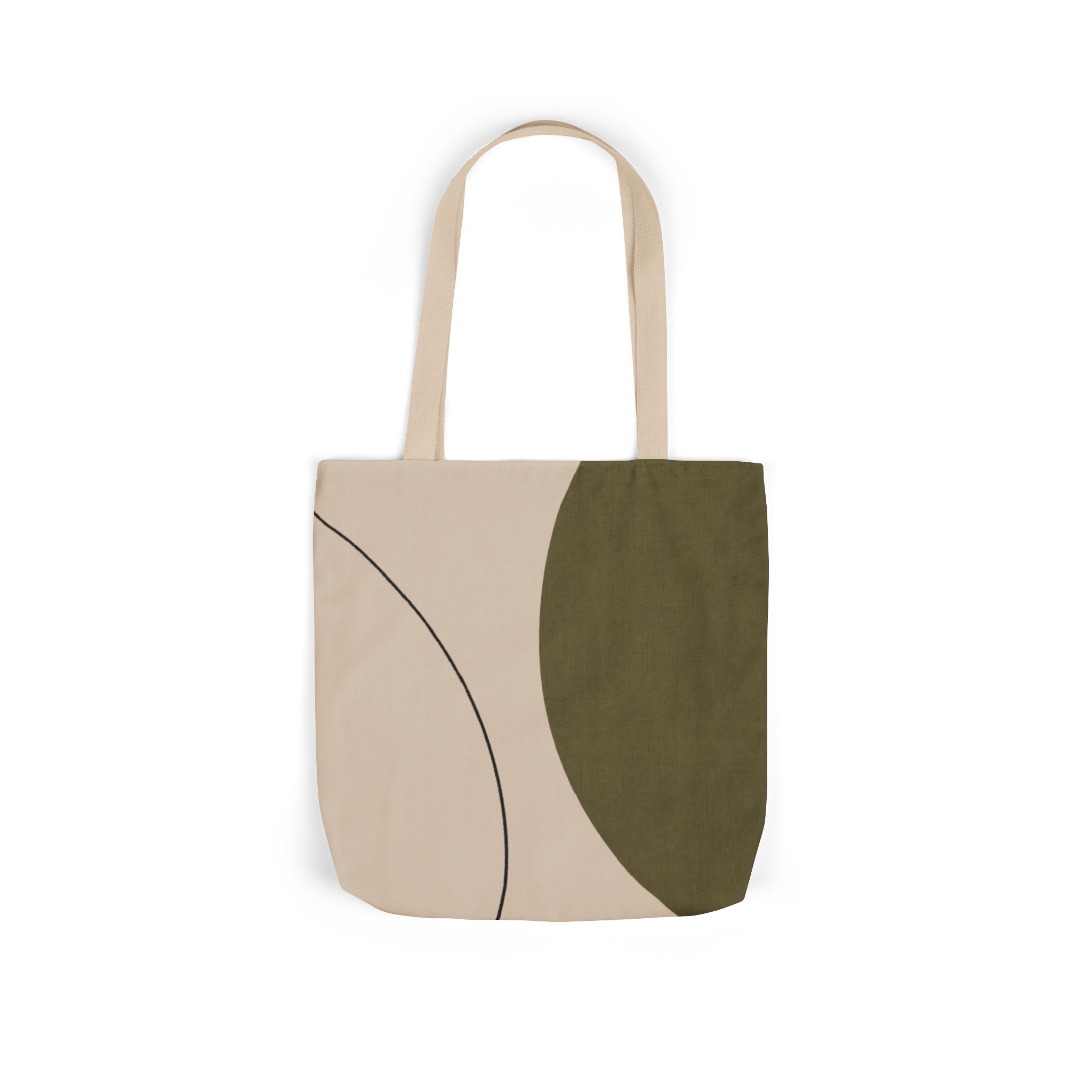 Olive Curve Scandinavian Tote Bag – Modern Geometric Canvas Shopper - Image 2
