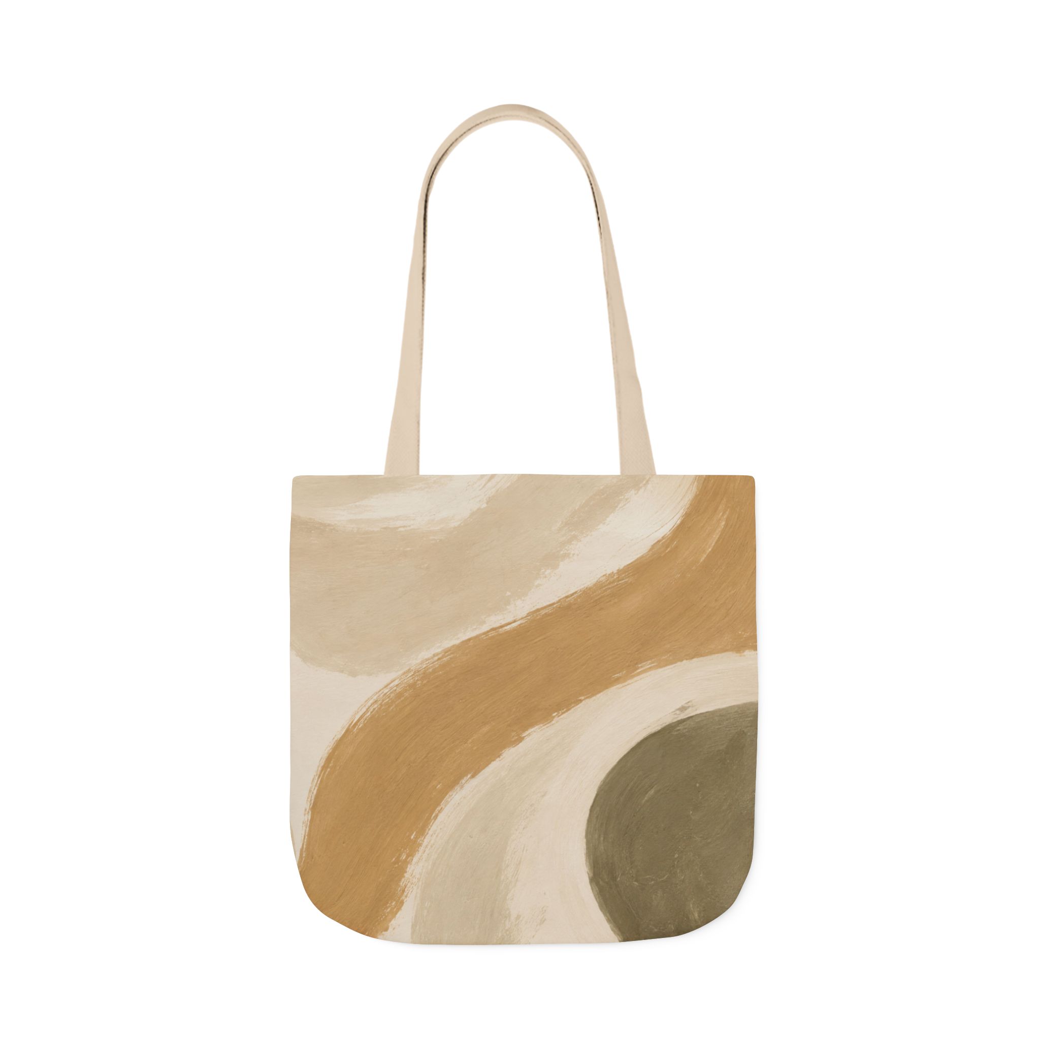 Abstract Earth-Tone Canvas Tote — Neutral Boho Wave Design - Image 8