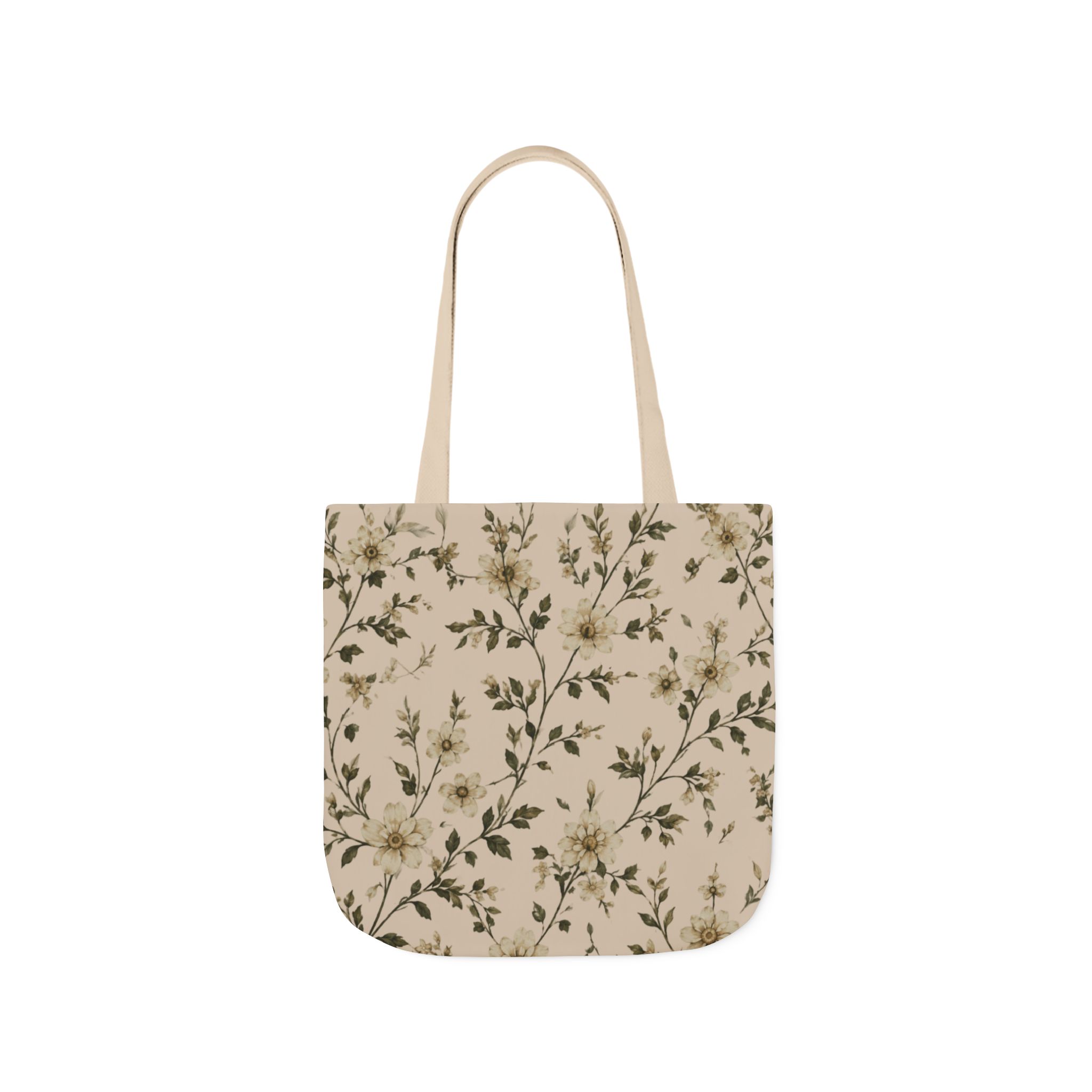 Sage Blossom Floral Tote Bag – Sage Green Botanical Canvas Shopping Bag - Image 3