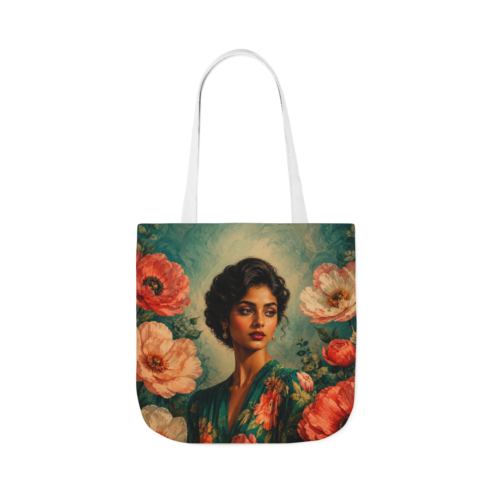 Emerald Bloom Canvas Tote Bag – Botanical Canvas Shoulder Bag - Image 5