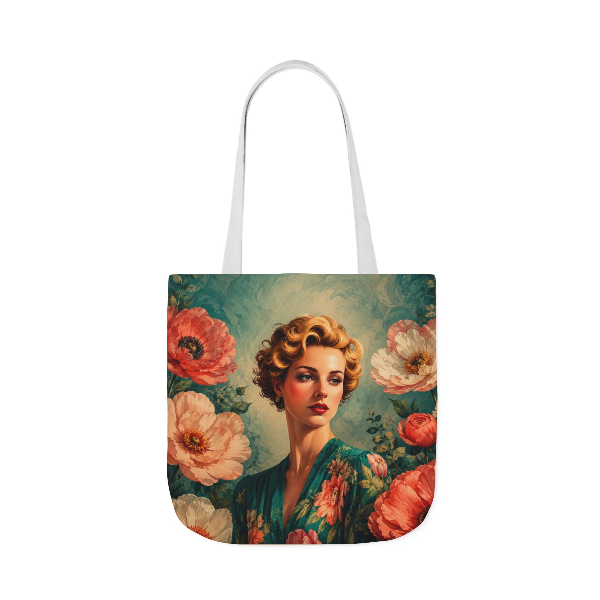 Golden Bloom Canvas Tote Bag — Retro Glam Woman Canvas Tote - Image 7