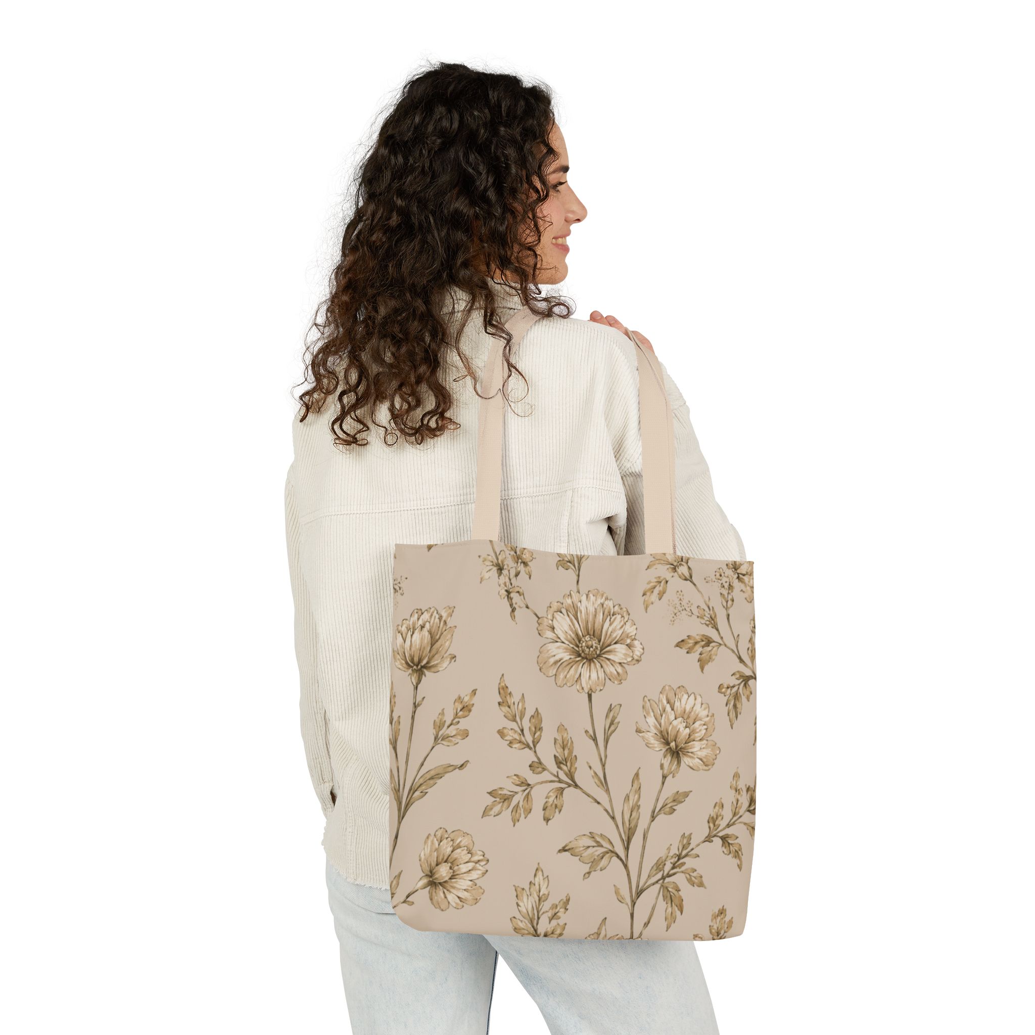 Botanical Toile Floral Tote Bag — Vintage Botanical Canvas Tote - Image 10
