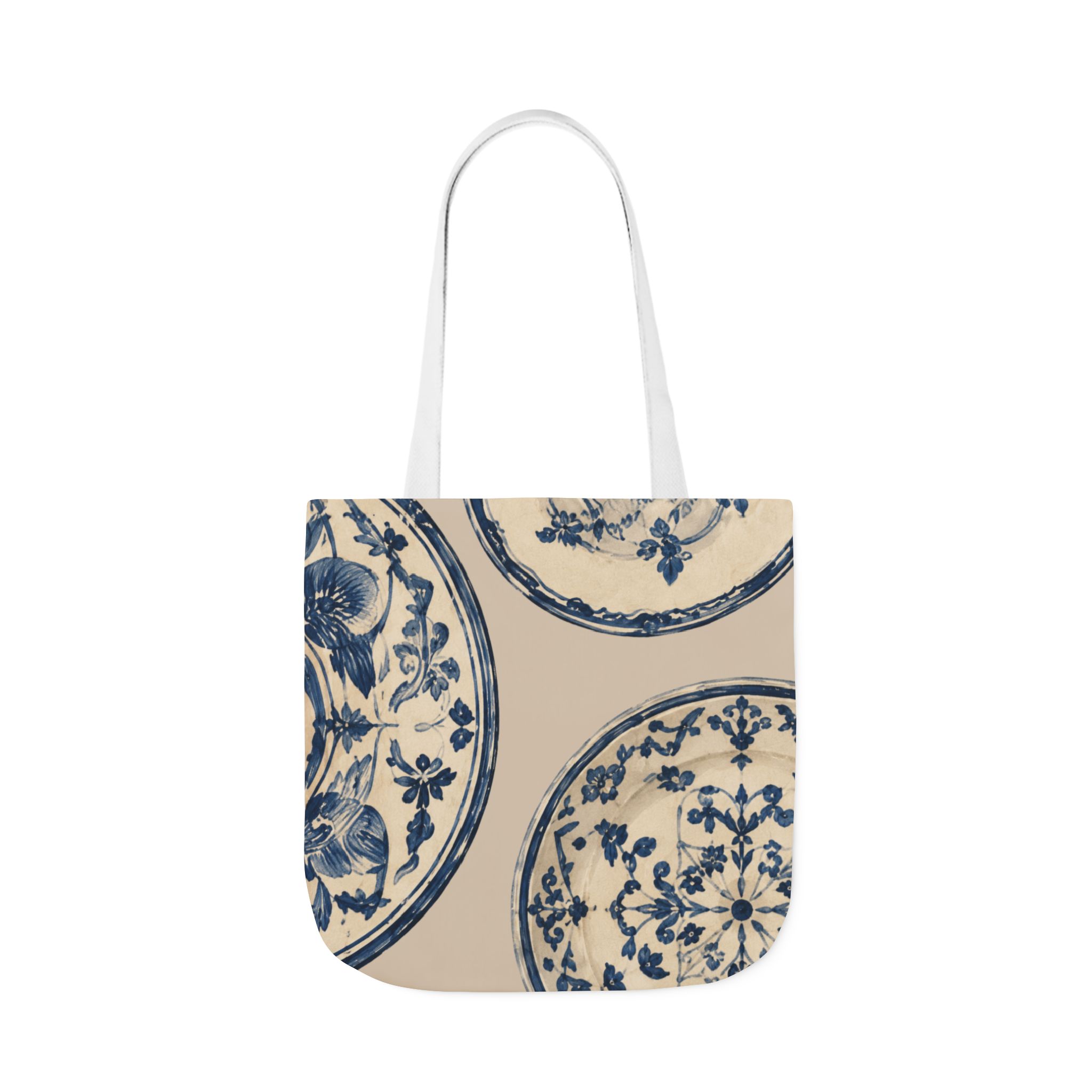 Blue Delft Plate Canvas Tote — Vintage Floral Pattern Reusable Beach & Grocery Bag - Image 16