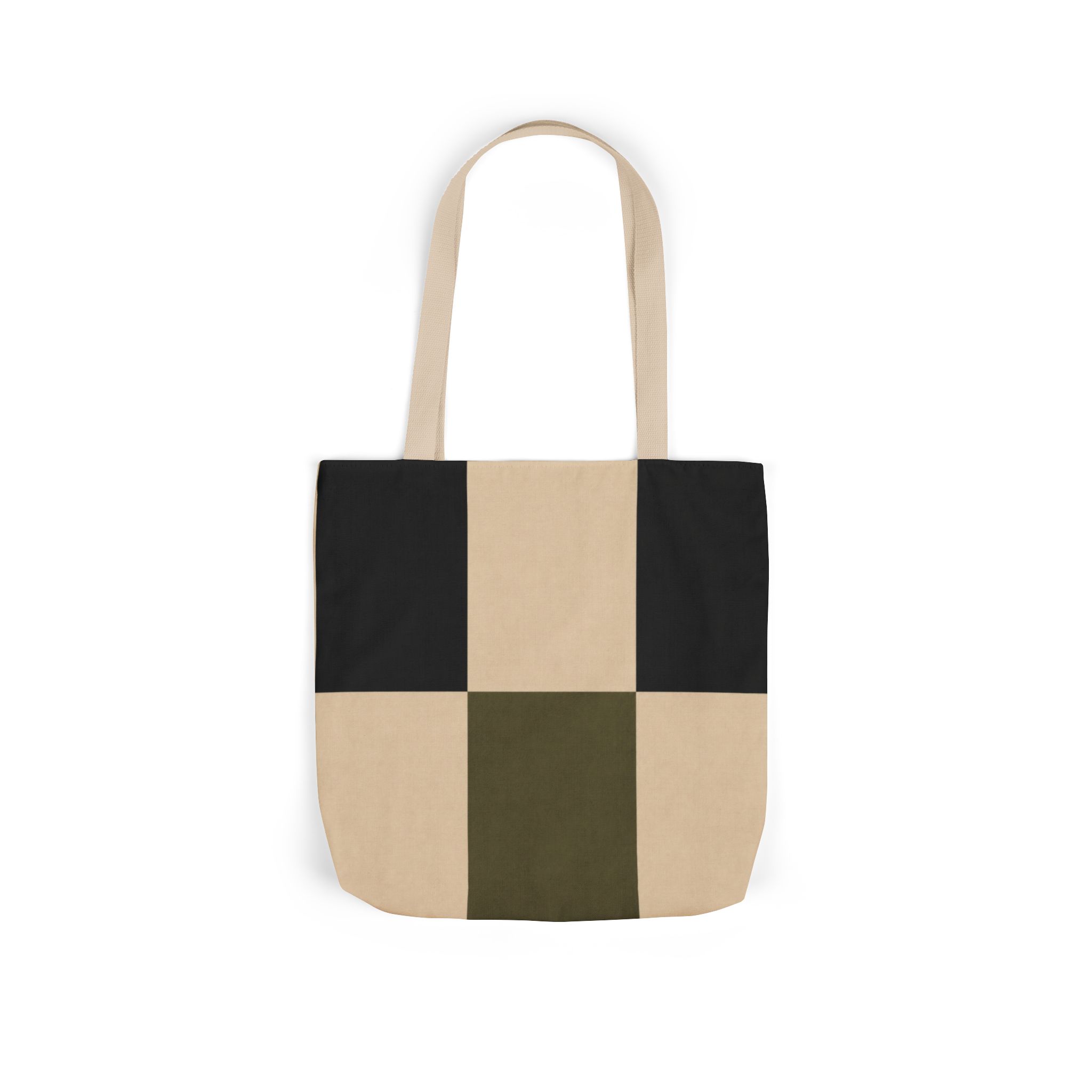 Geometric Grid Abstract Canvas Tote Bag – Scandinavian Minimalist Tote - Image 4