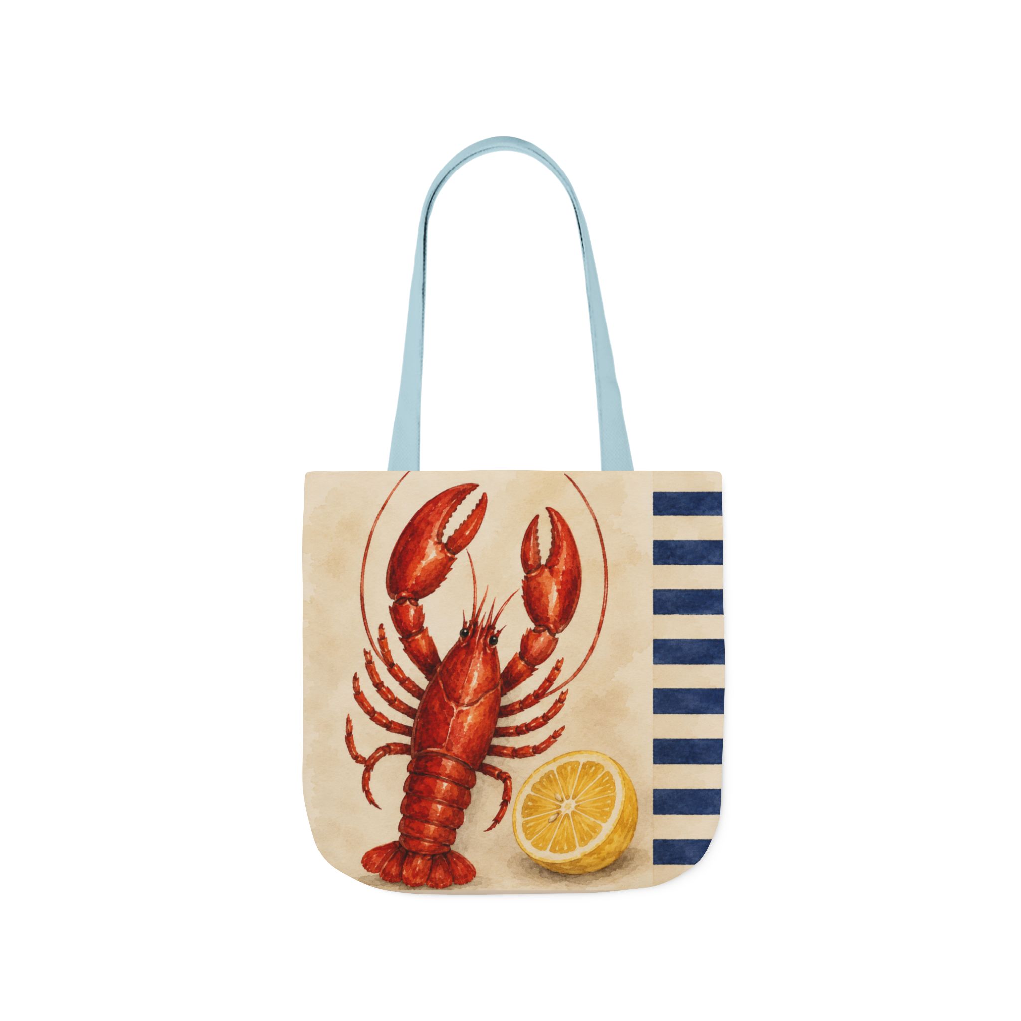 Lobster & Lemon Striped Canvas Tote – Coastal Nautical Reusable Beach & Grocery Bag - Image 18