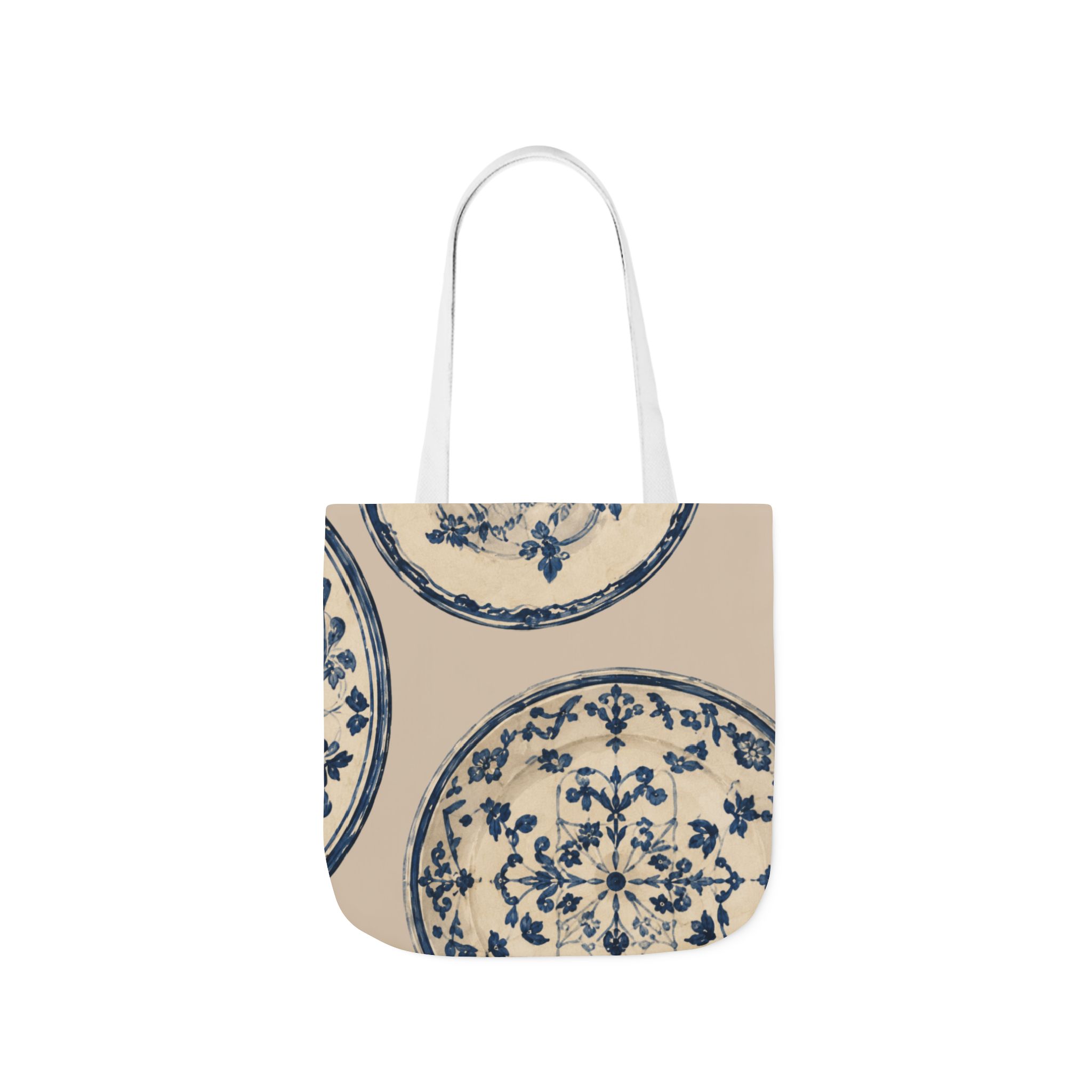 Blue Delft Plate Canvas Tote — Vintage Floral Pattern Reusable Beach & Grocery Bag - Image 14