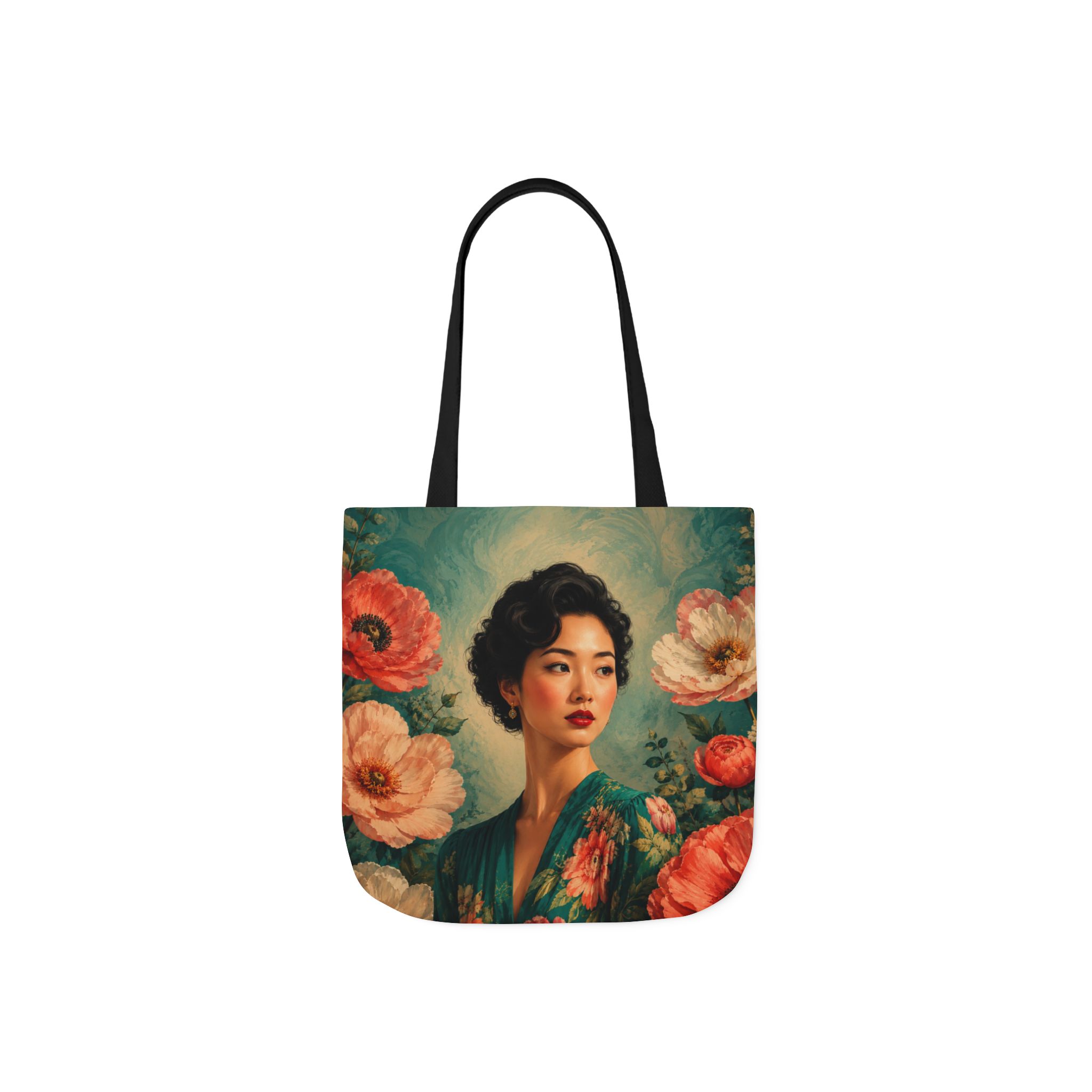 Floral Portrait Tote Bag — Woman Art Canvas Tote - Image 11