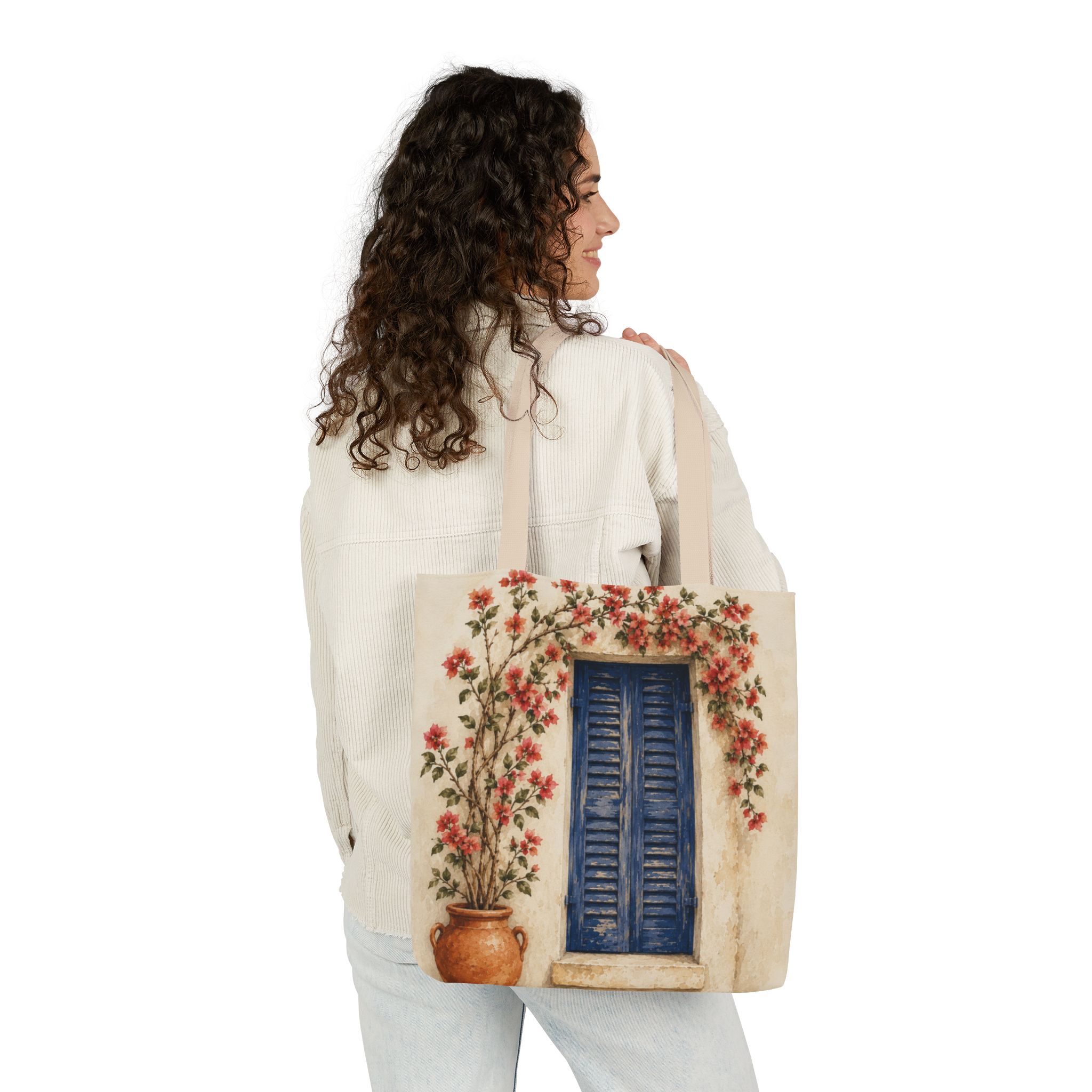 Mediterranean Window Canvas Tote – Coastal Reusable Beach & Grocery Bag - Image 10