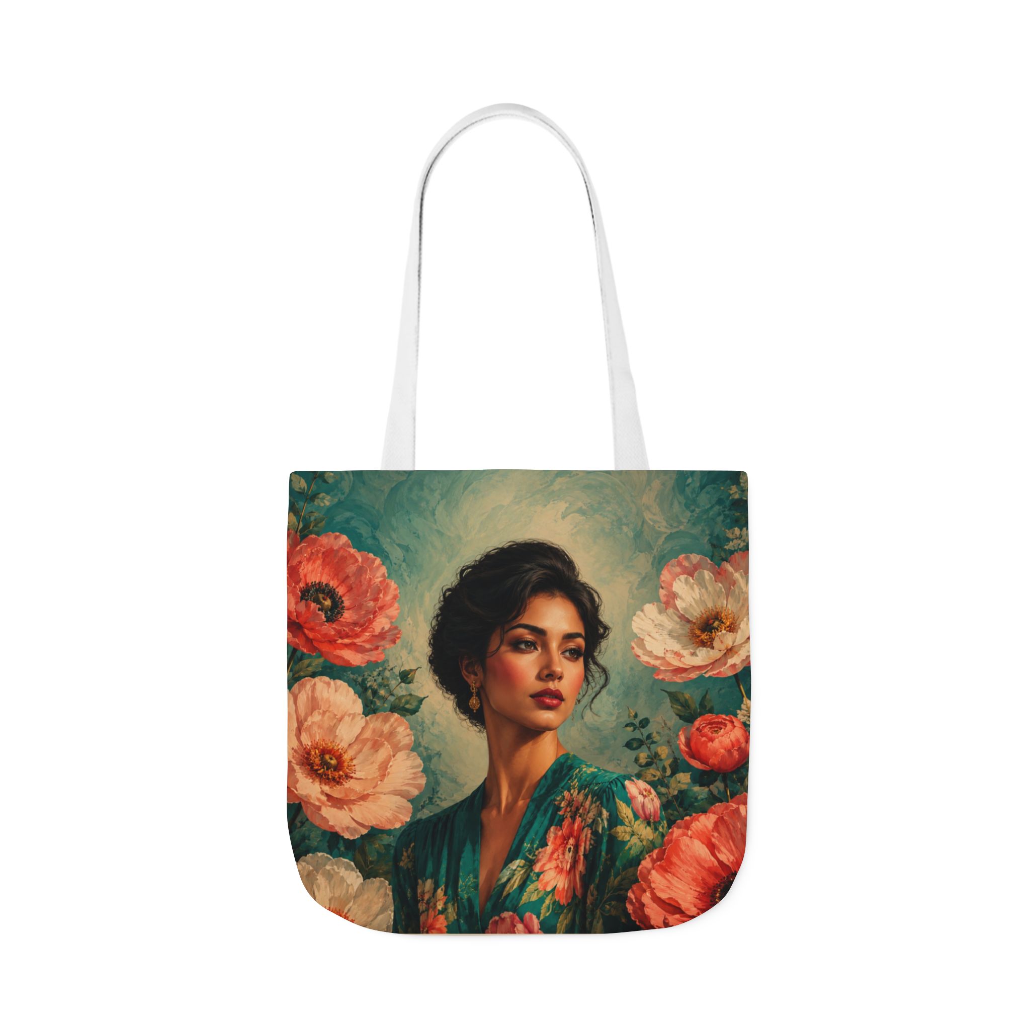 Coral Bloom Canvas Tote Bag – Floral Reusable Grocery Bag - Image 5