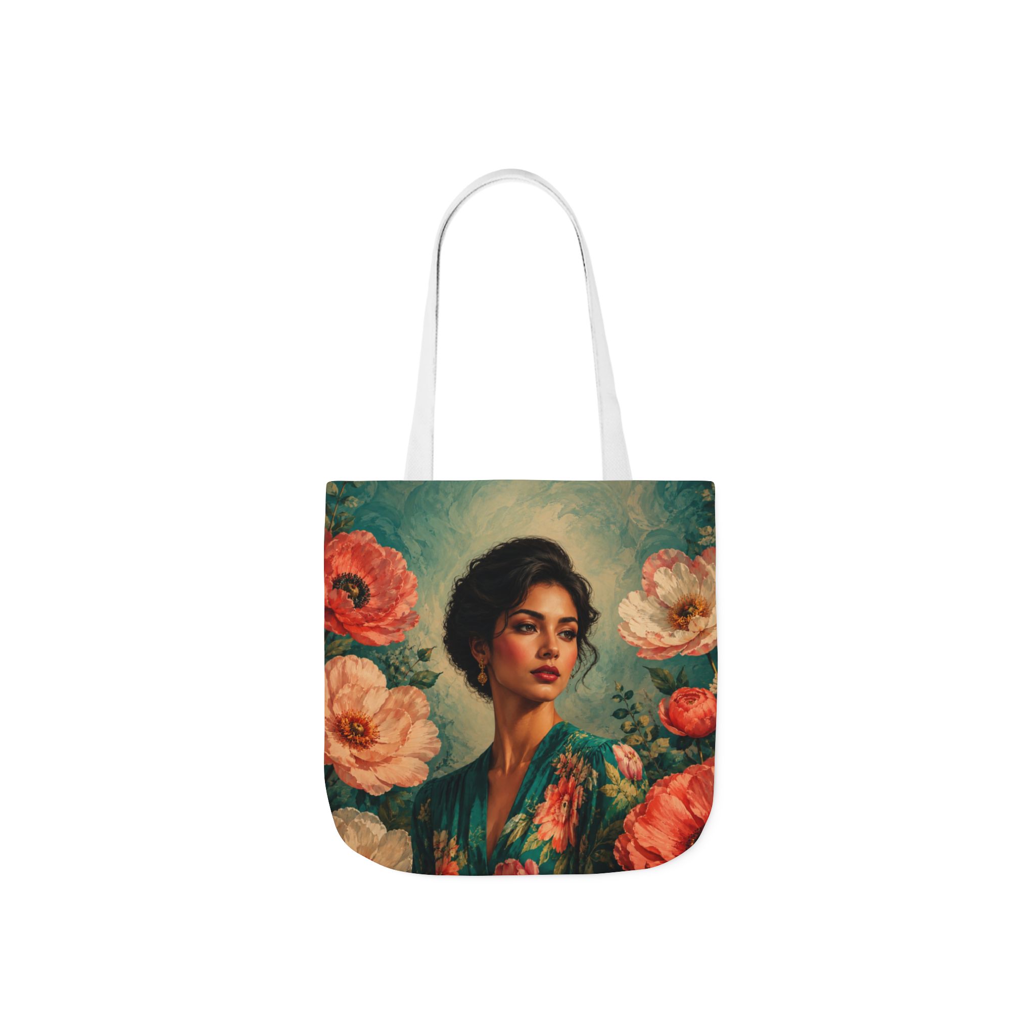 Coral Bloom Canvas Tote Bag – Floral Reusable Grocery Bag - Image 13