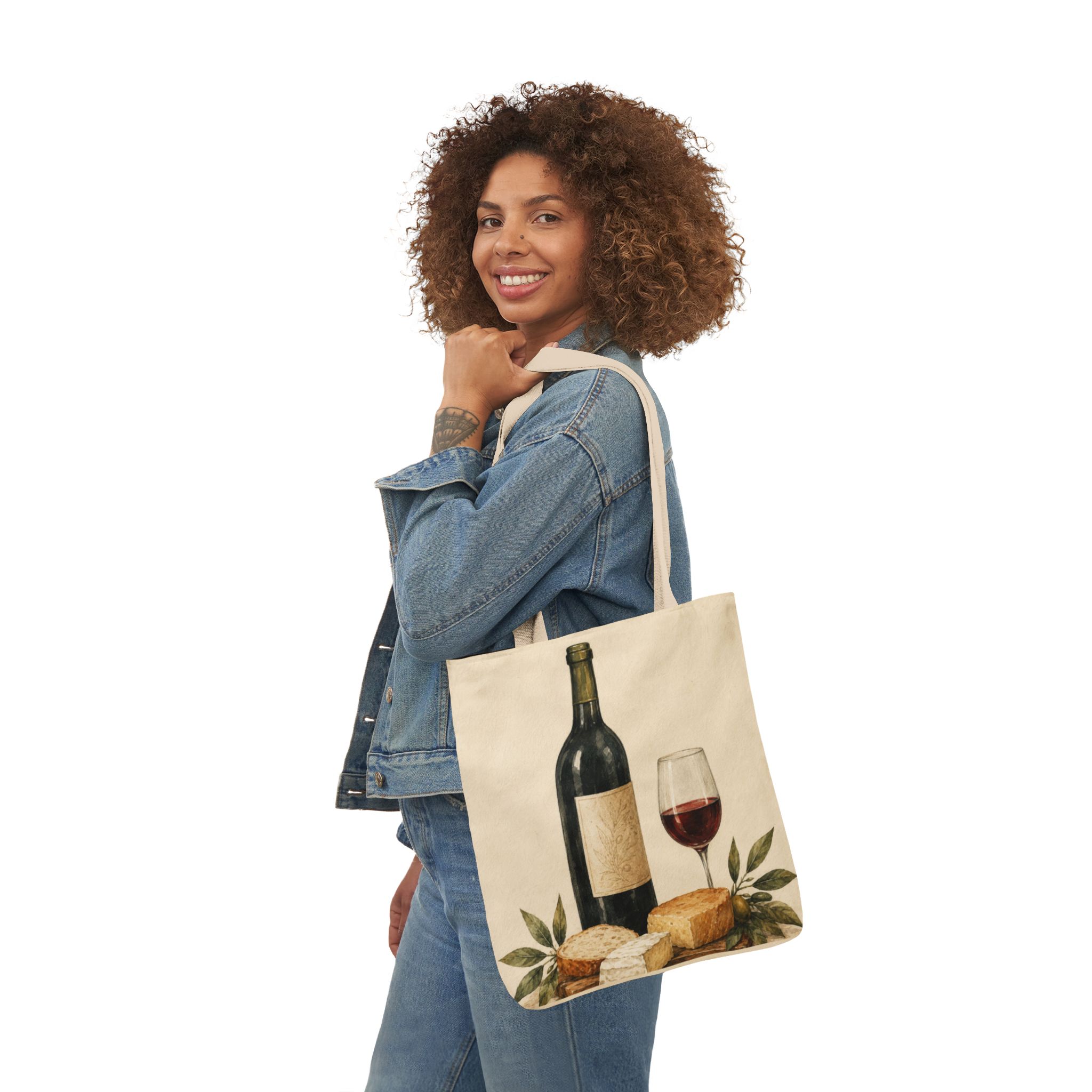Wine & Bread Canvas Tote Bag - Image 2