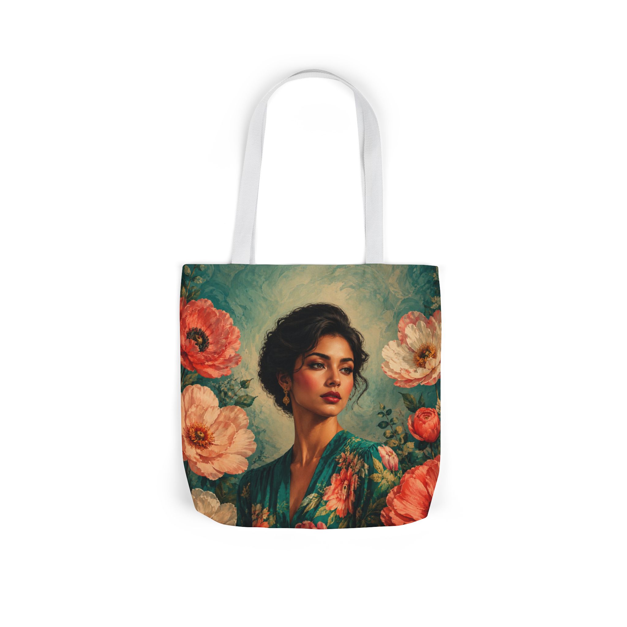 Coral Bloom Canvas Tote Bag – Floral Reusable Grocery Bag - Image 2