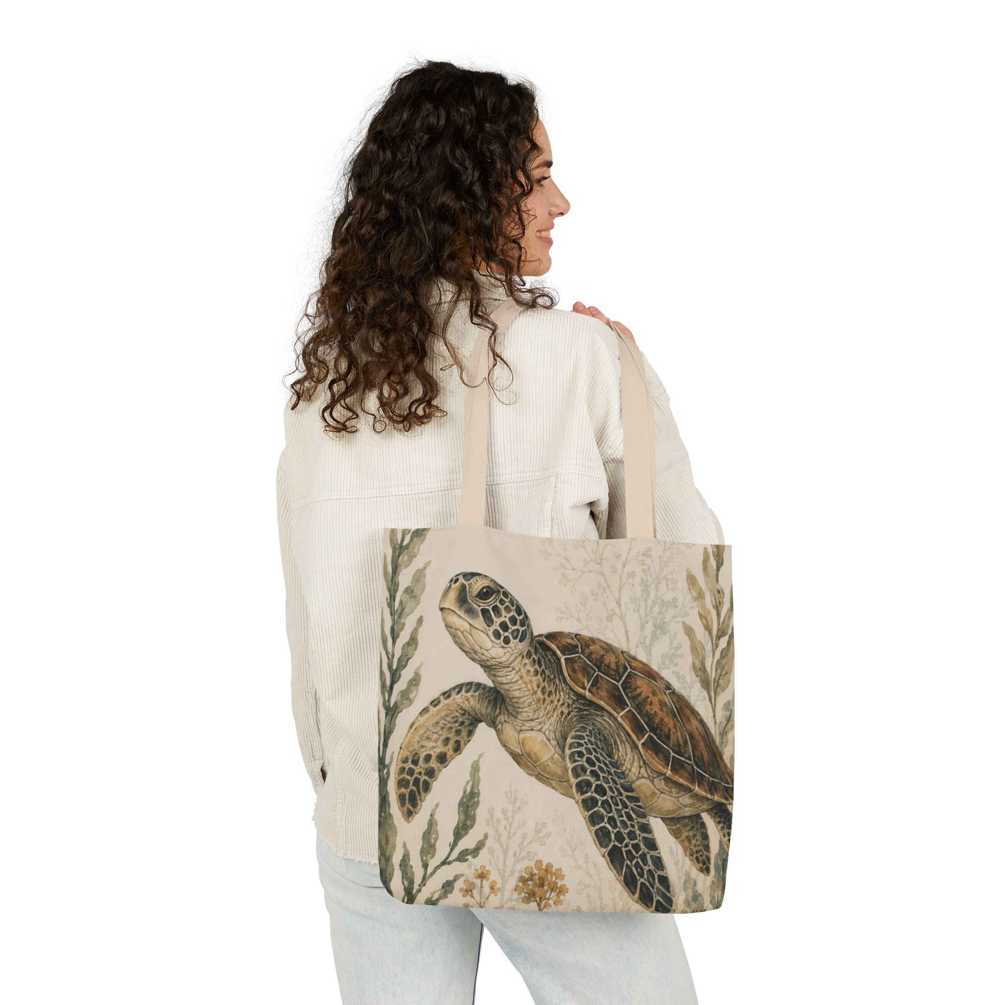 Sea Turtle Canvas Tote Bag — Vintage Marine Illustration Eco Beach Bag - Image 10