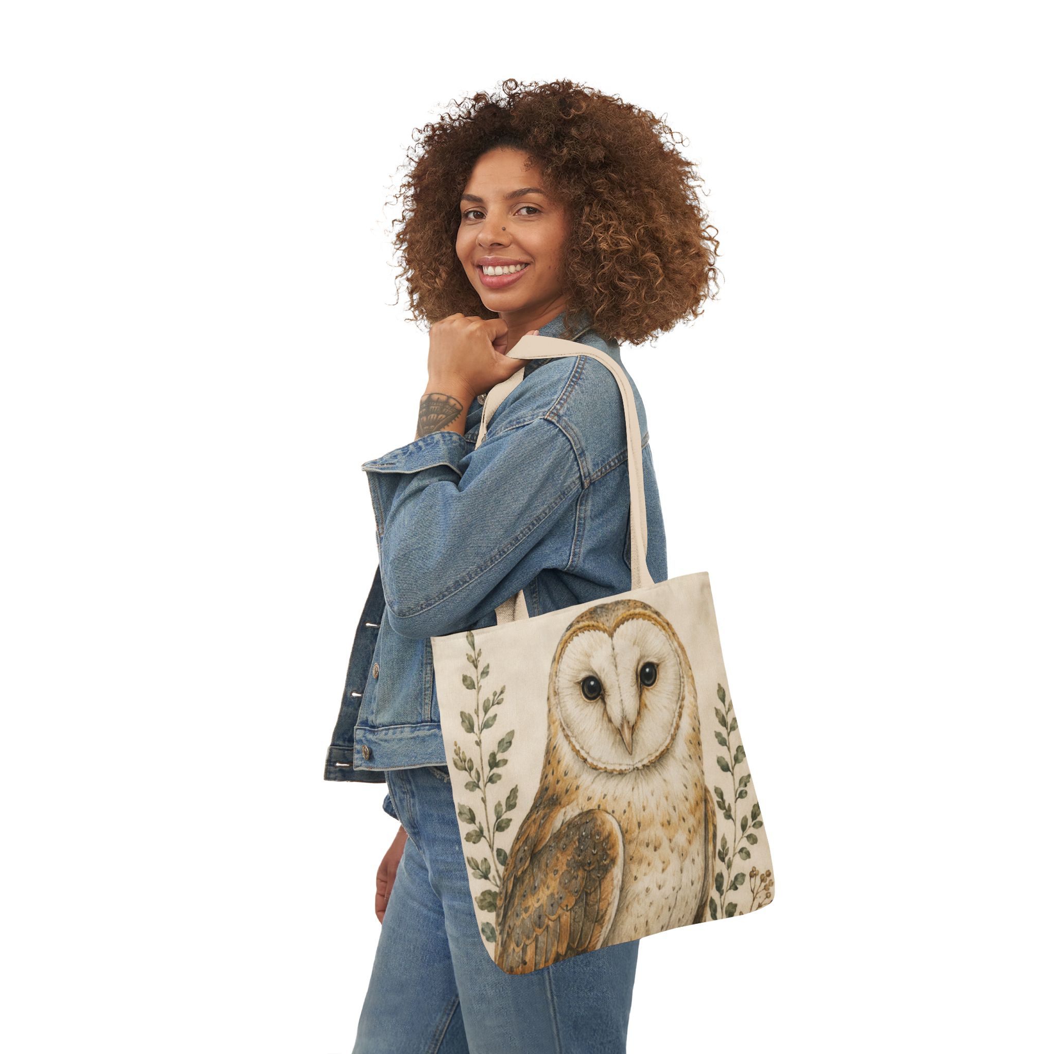Barn Owl Canvas Tote Bag— Woodland Animal Art Tote - Image 5
