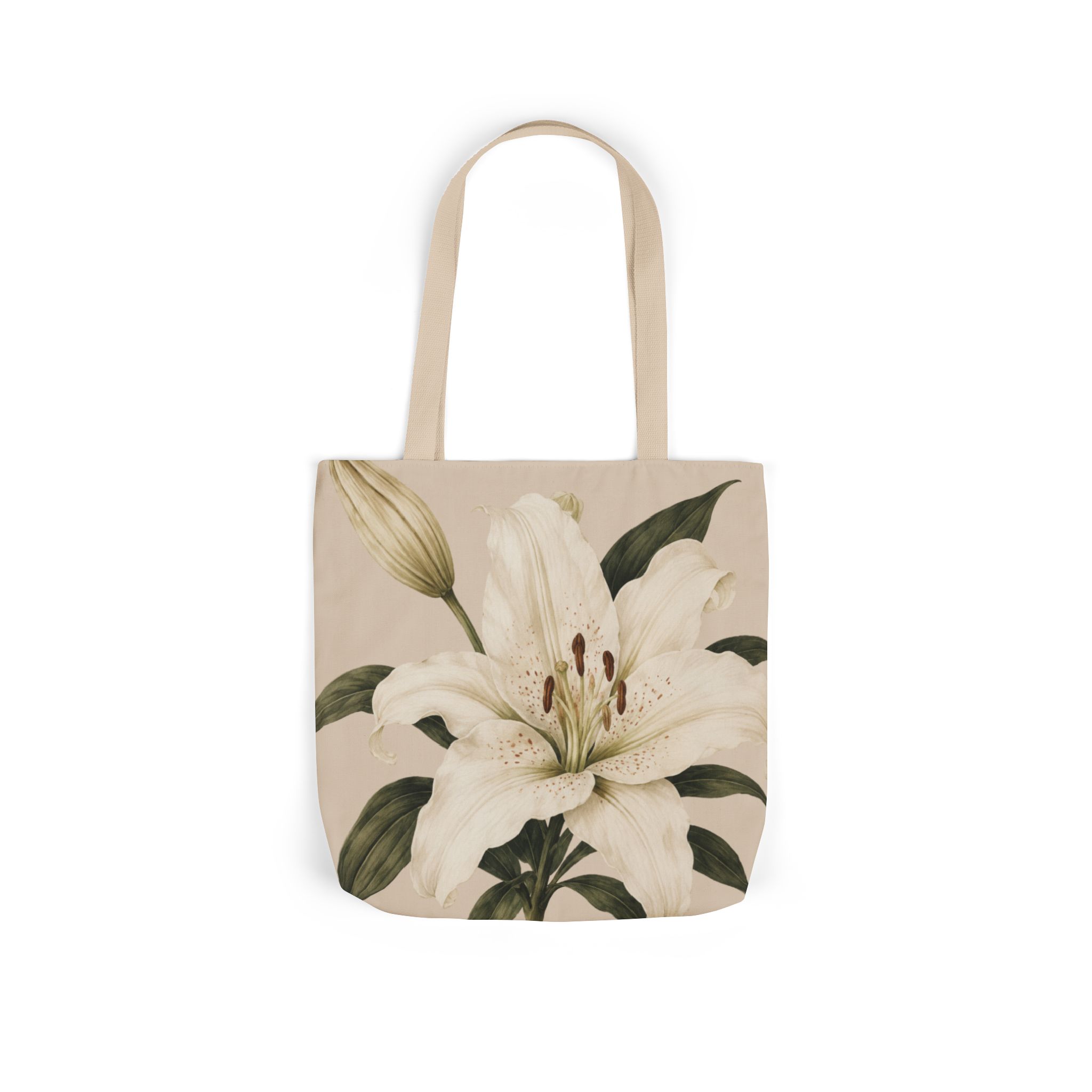 Lily Study Botanical Tote Bag — Elegant White Lily Canvas Tote - Image 2