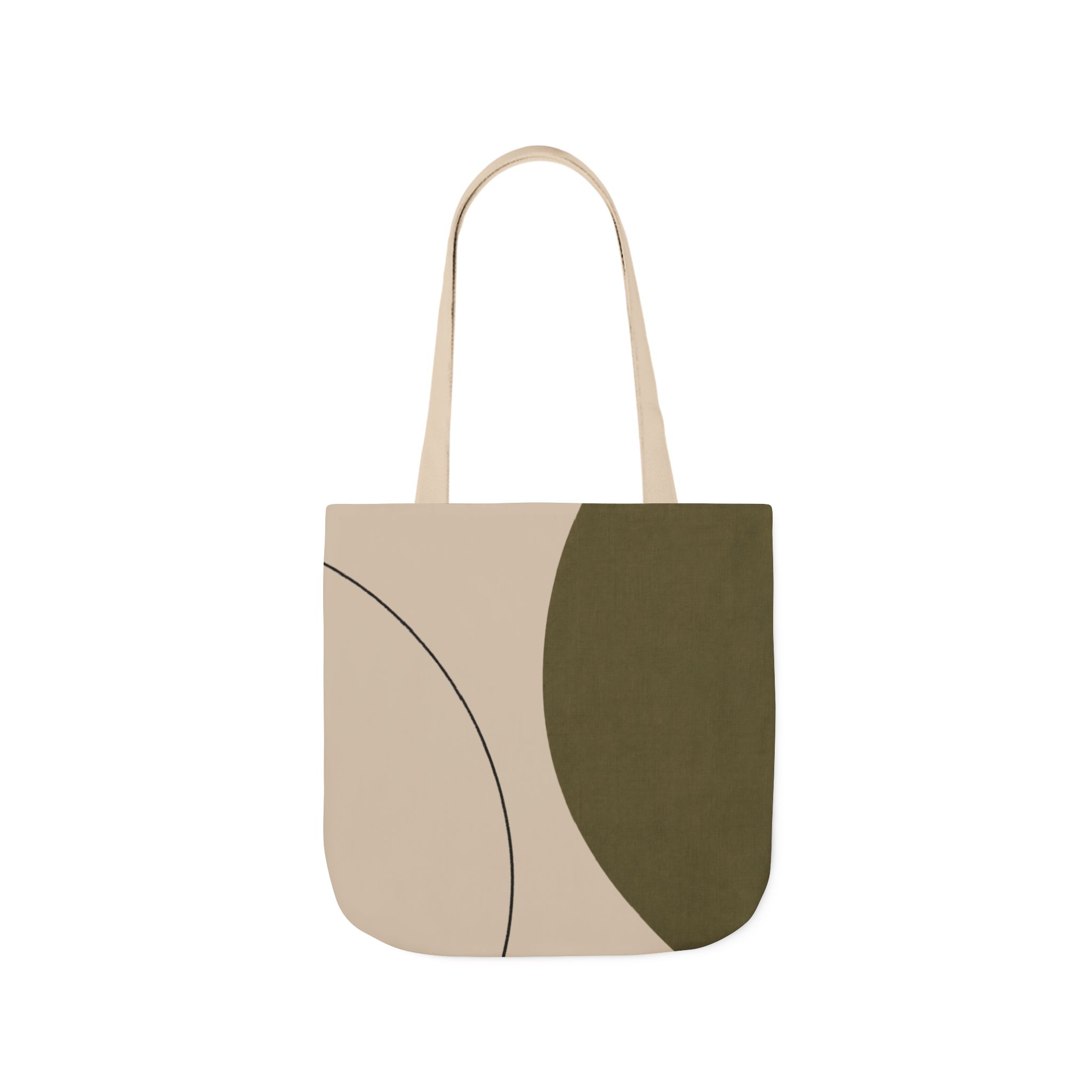 Olive Curve Scandinavian Tote Bag – Modern Geometric Canvas Shopper - Image 3