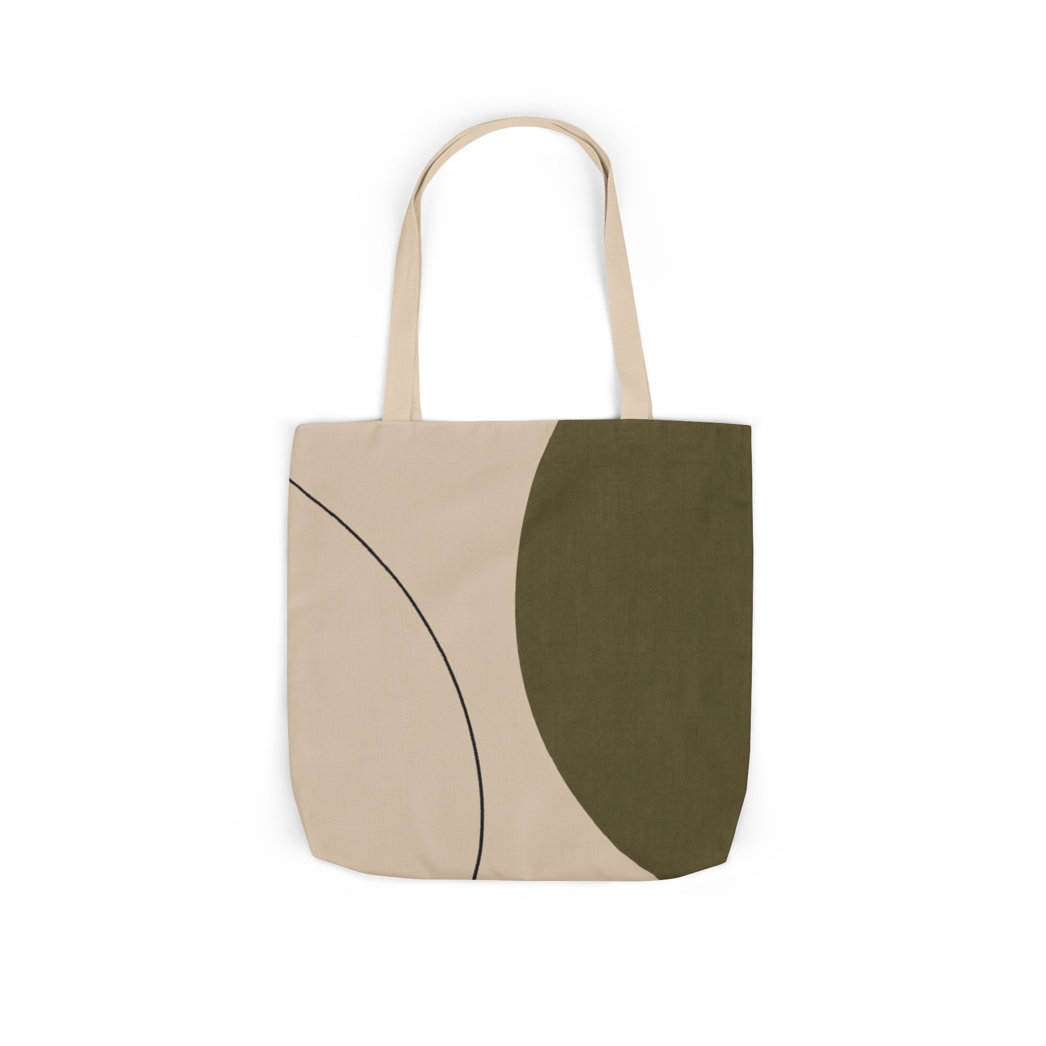 Olive Curve Scandinavian Tote Bag – Modern Geometric Canvas Shopper - Image 9