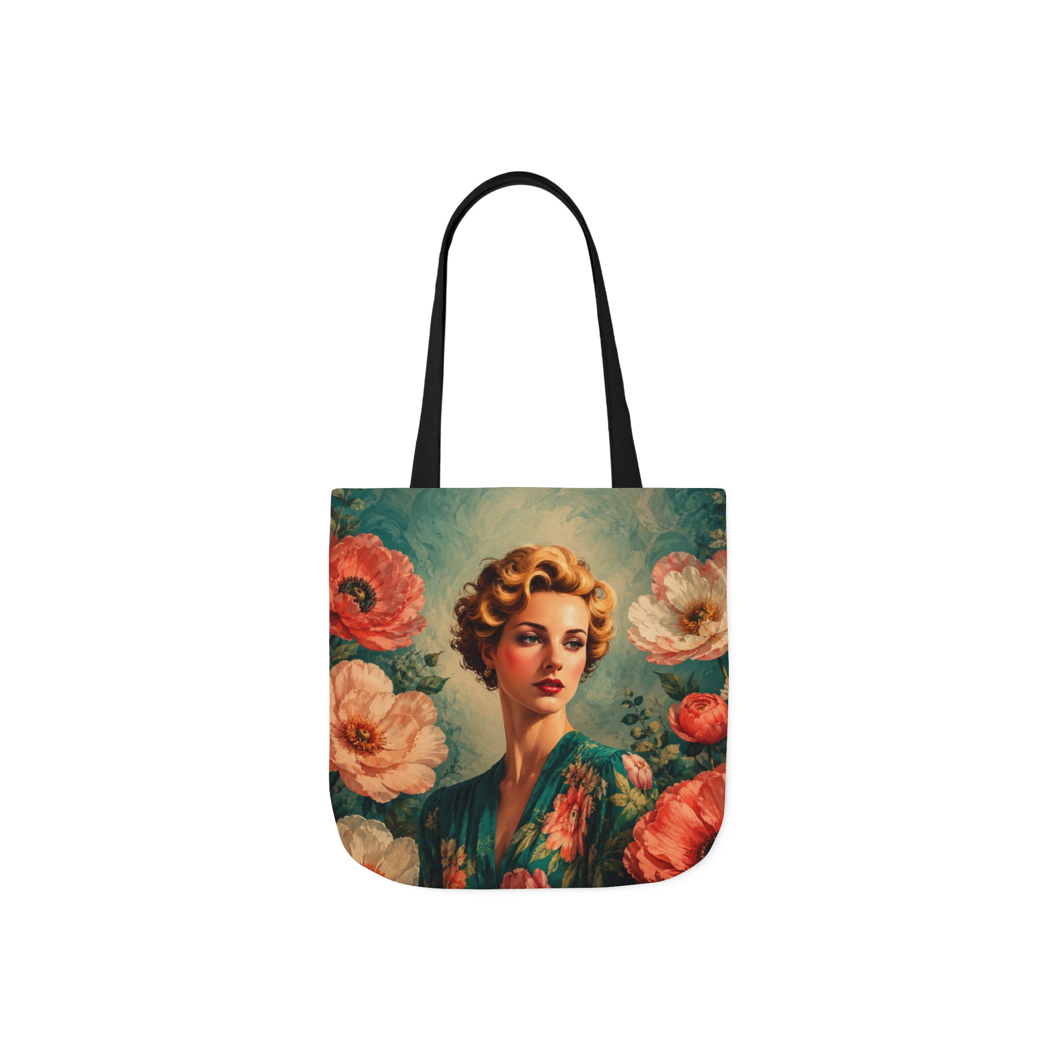 Golden Bloom Canvas Tote Bag — Retro Glam Woman Canvas Tote - Image 9