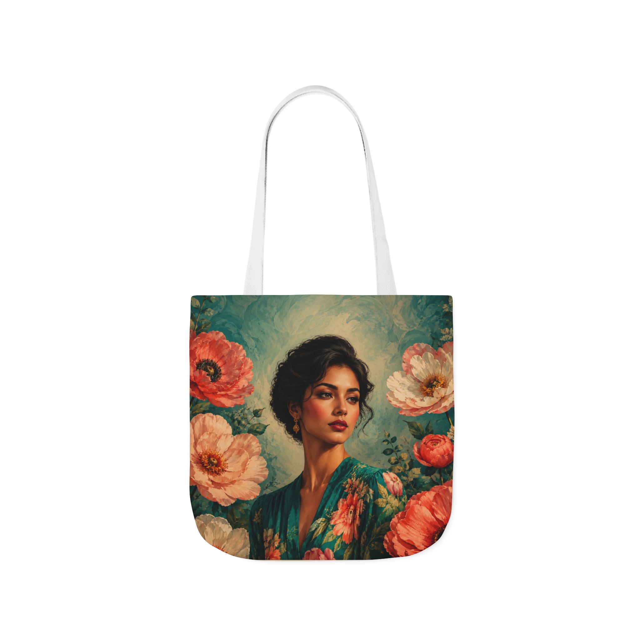 Coral Bloom Canvas Tote Bag – Floral Reusable Grocery Bag - Image 3