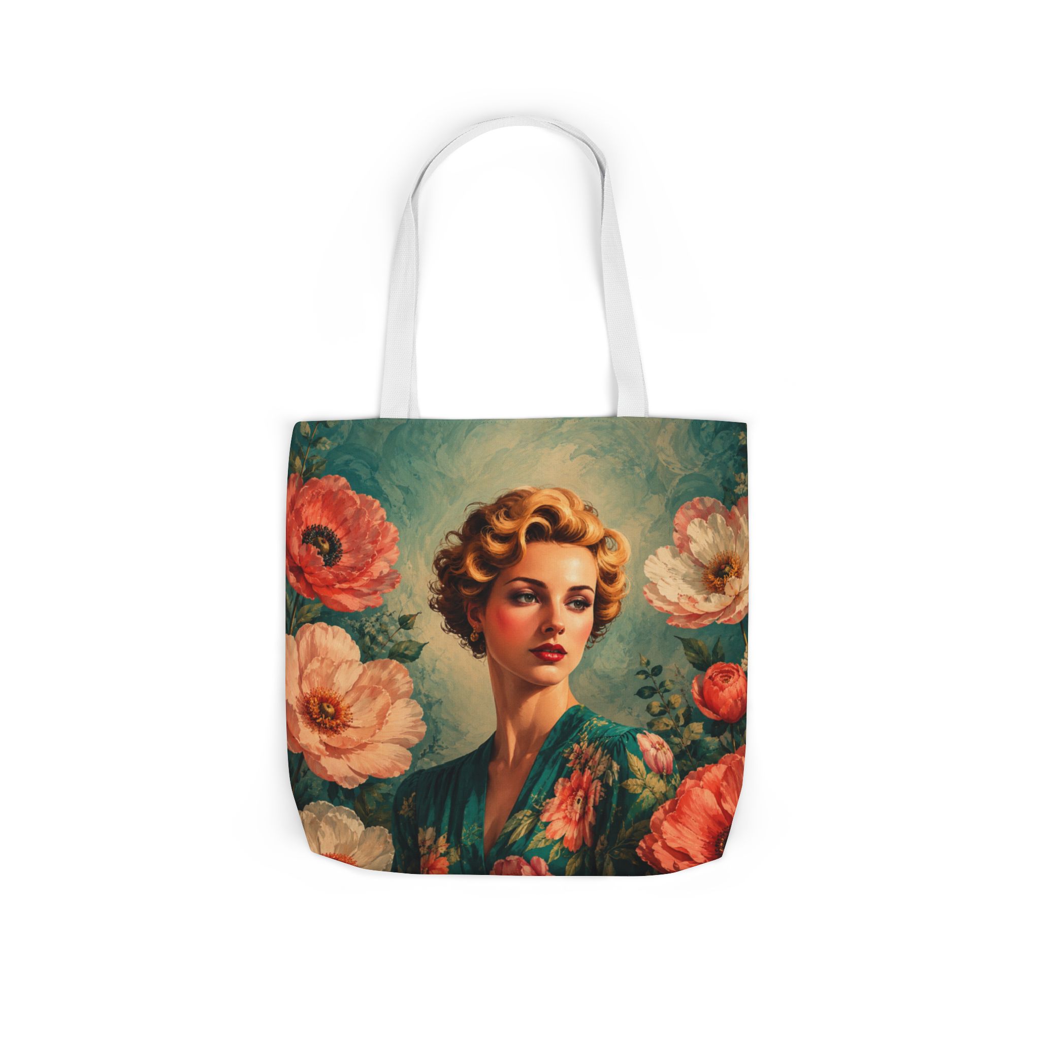 Golden Bloom Canvas Tote Bag — Retro Glam Woman Canvas Tote - Image 8