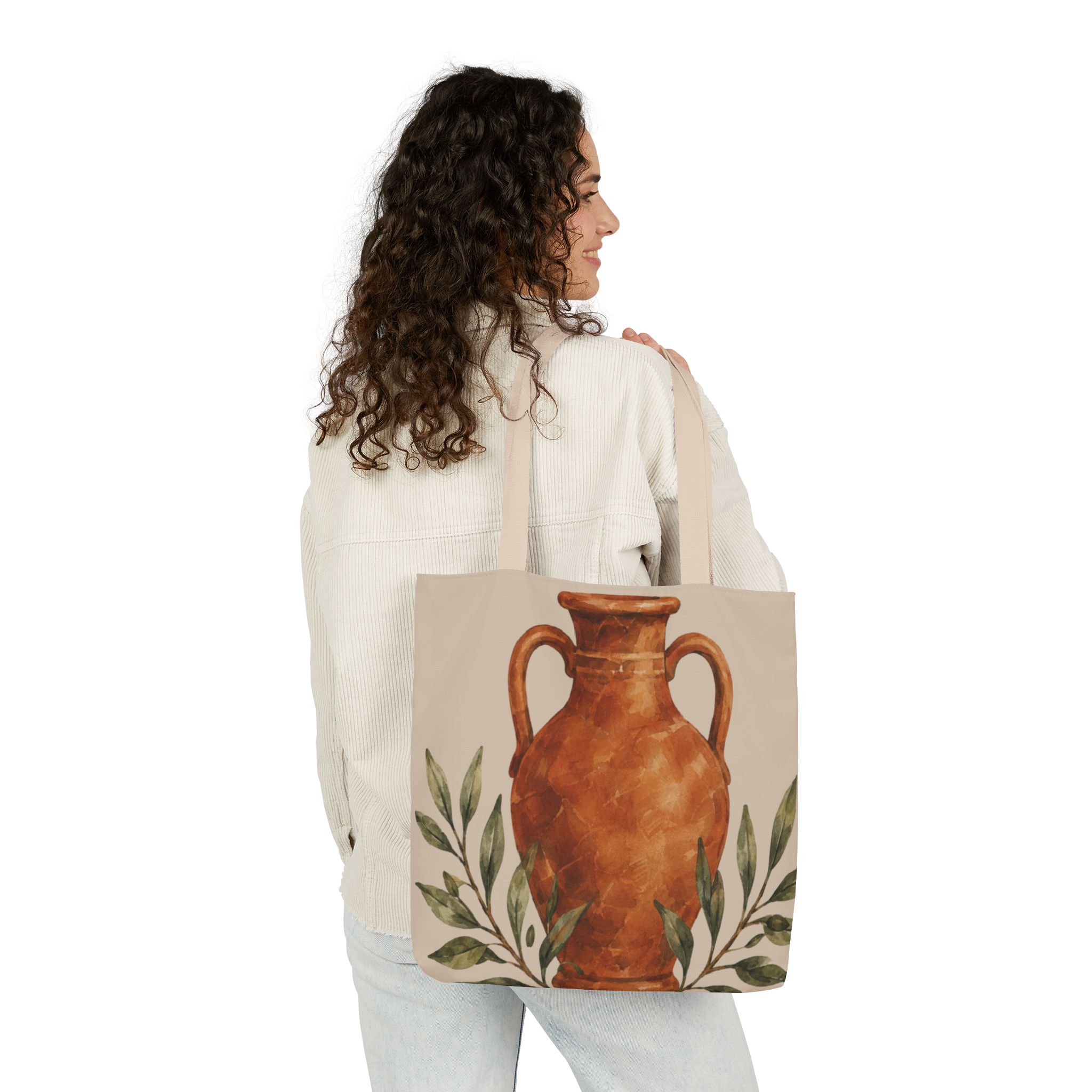 Terracotta Vase Canvas Tote Bag – Mediterranean Art Shopping Bag - Image 10