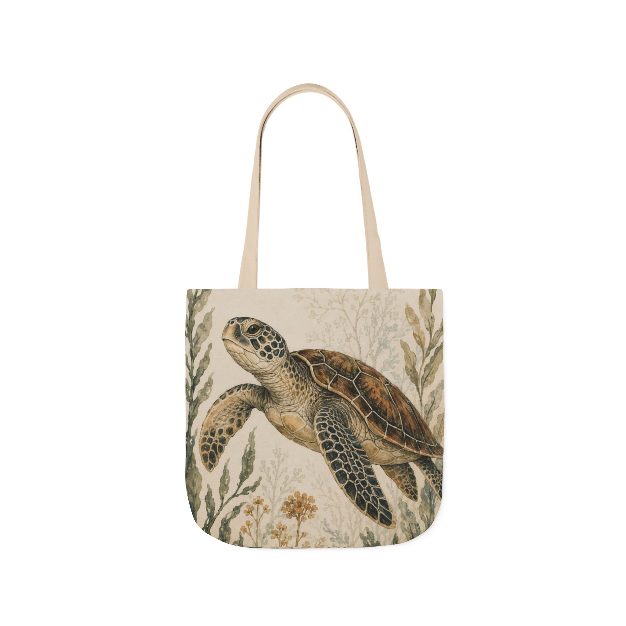 Sea Turtle Canvas Tote Bag — Vintage Marine Illustration Eco Beach Bag - Image 3