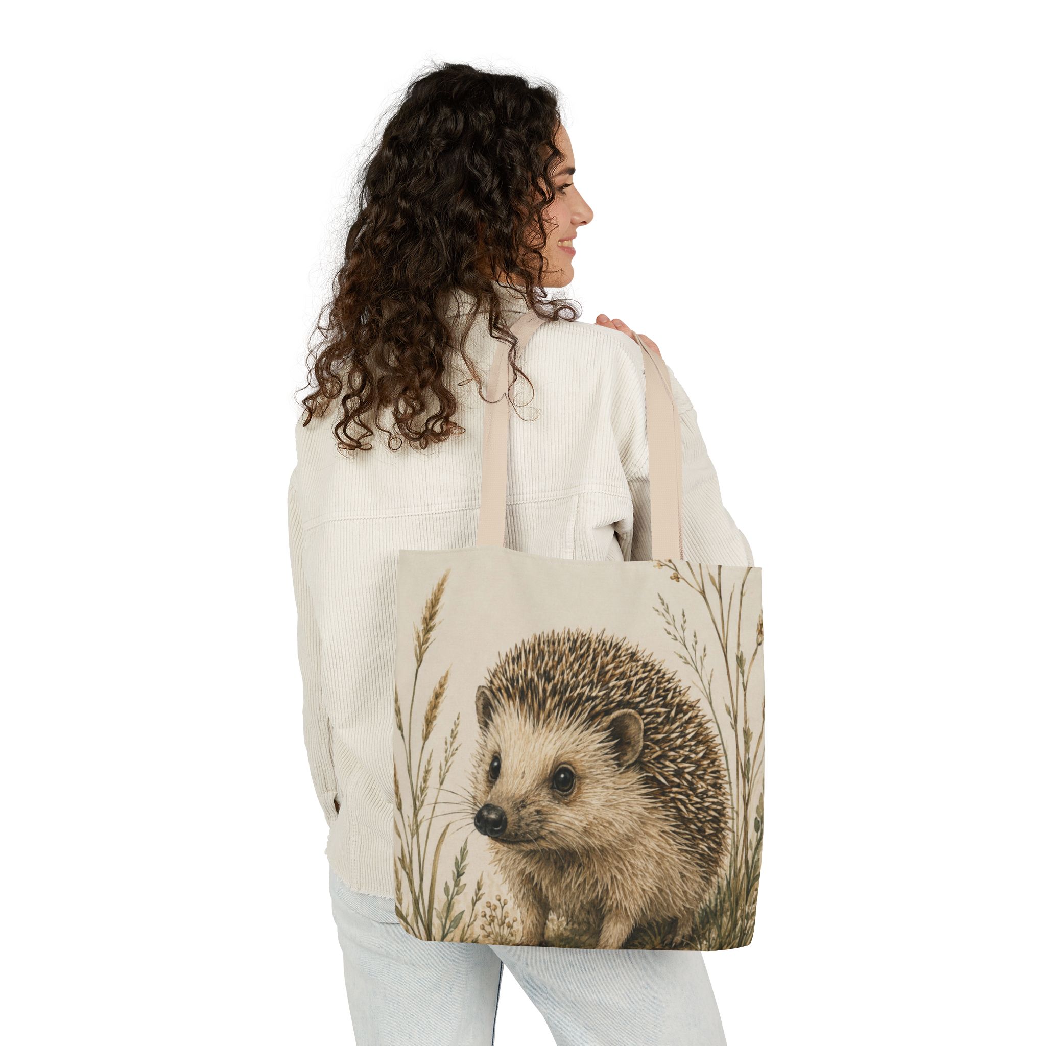 Hedgehog Canvas Tote Bag— Woodland Animal Art Tote - Image 10