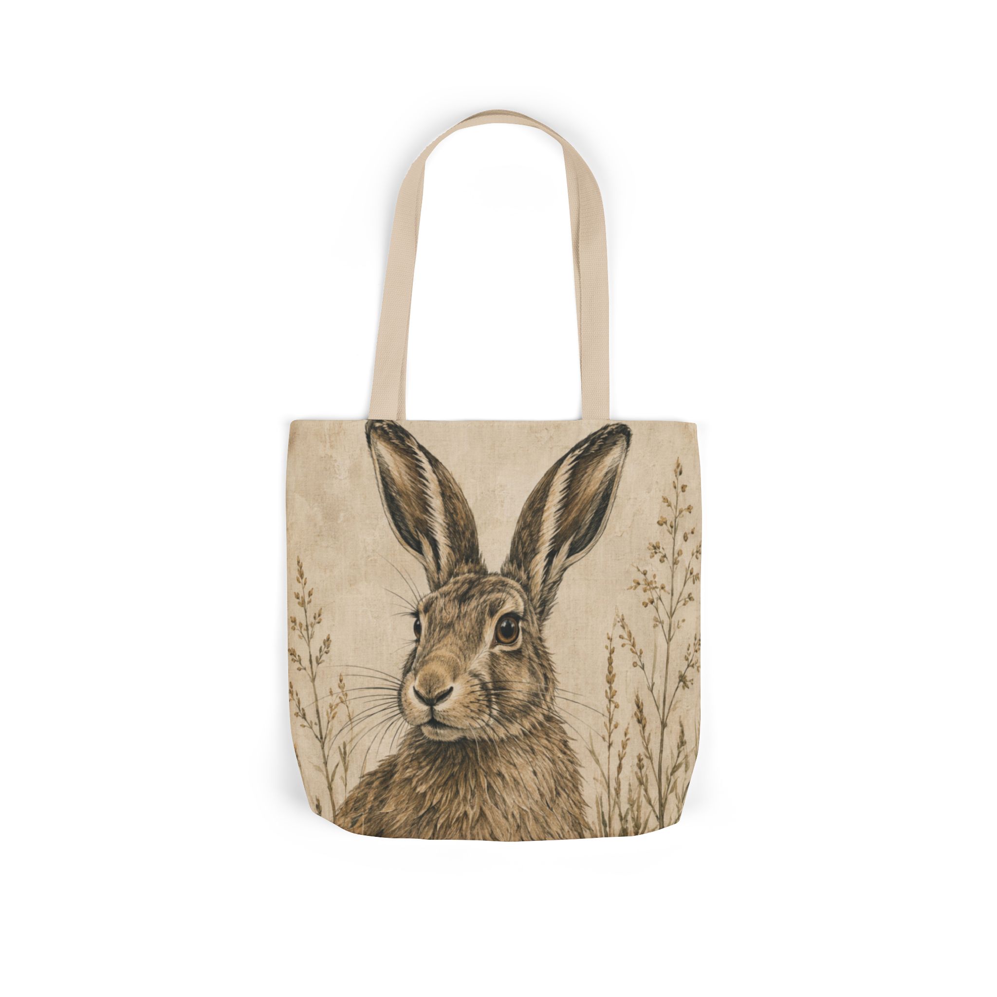 Hare Canvas Tote Bag— Woodland Animal Art Tote | Curious Creatures Collection Product Description - Image 2