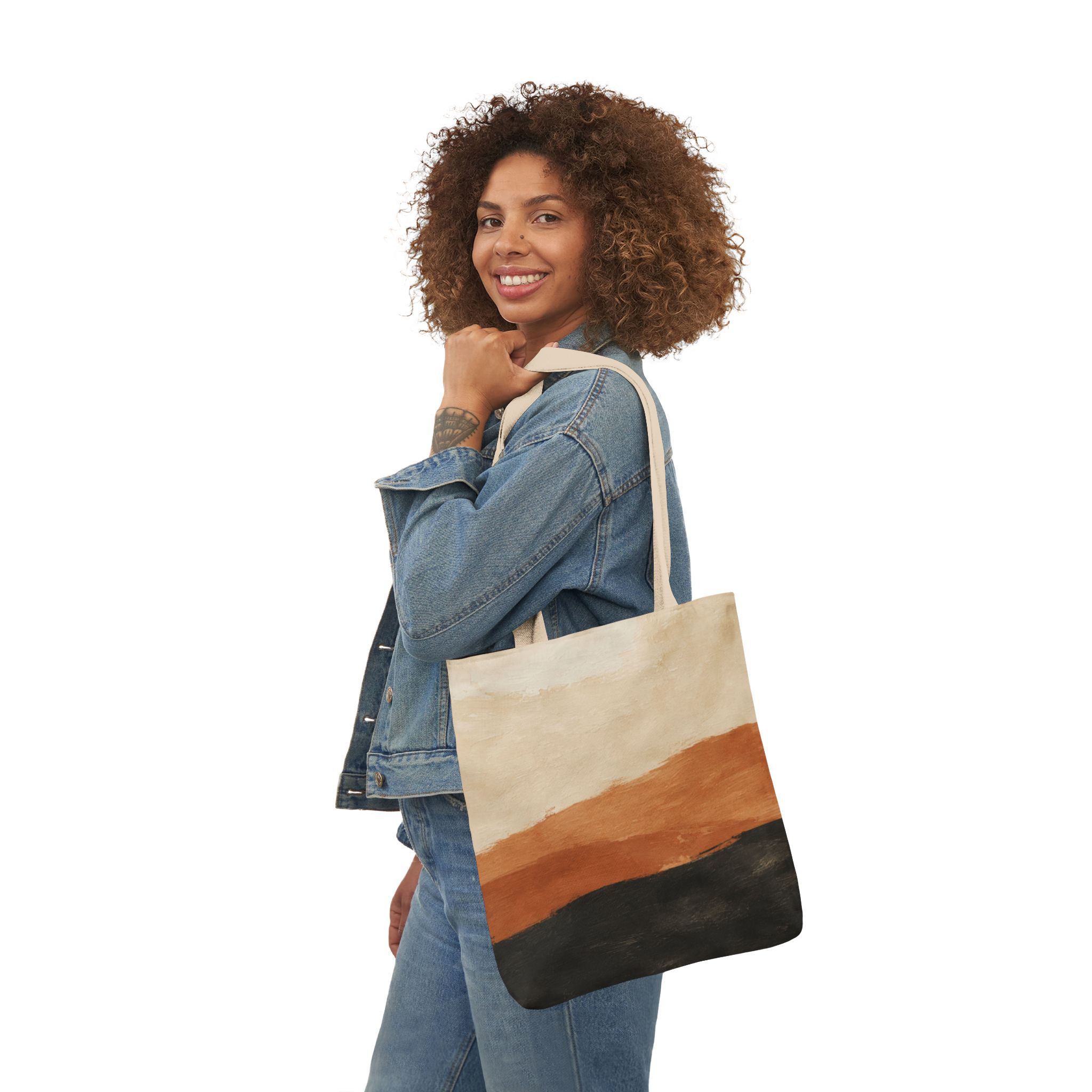 Abstract Desert Horizon Canvas Tote — Rust & Charcoal Art Print - Image 5